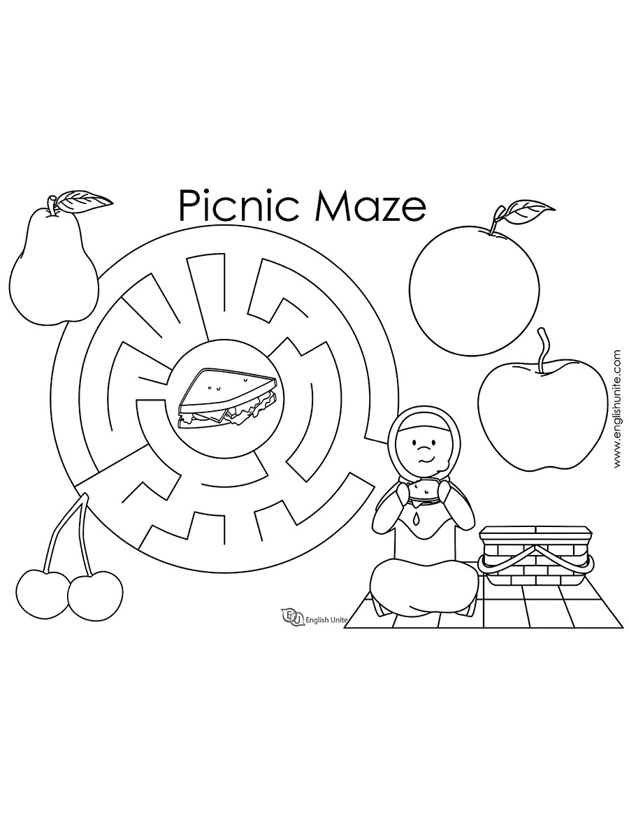 English Unite Picnic Maze Worksheet
