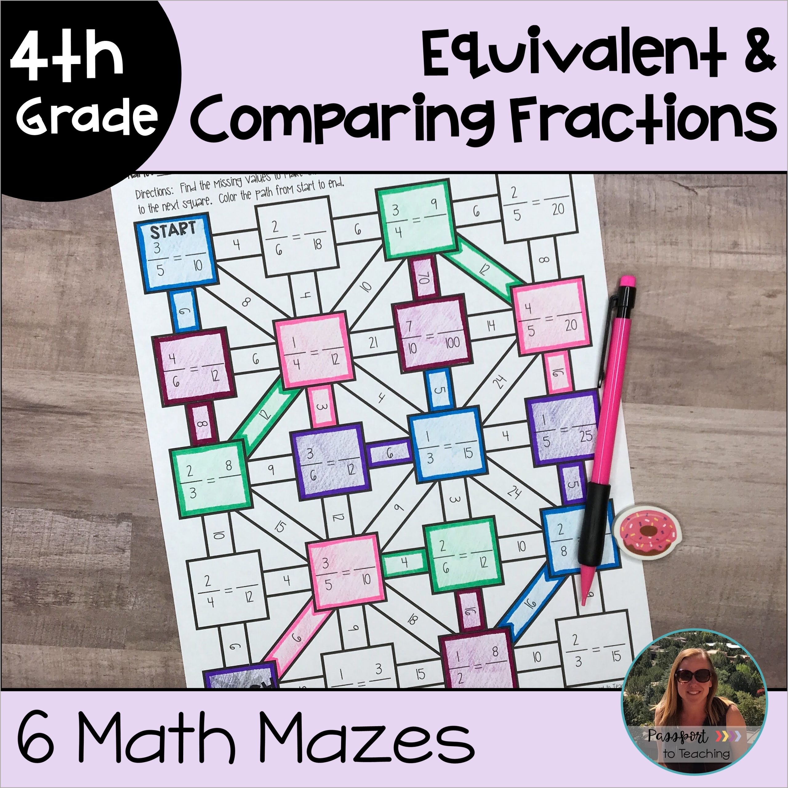 Equivalent Fractions And Comparing Fractions Math Maze Worksheets 4th Grade Made By Teachers