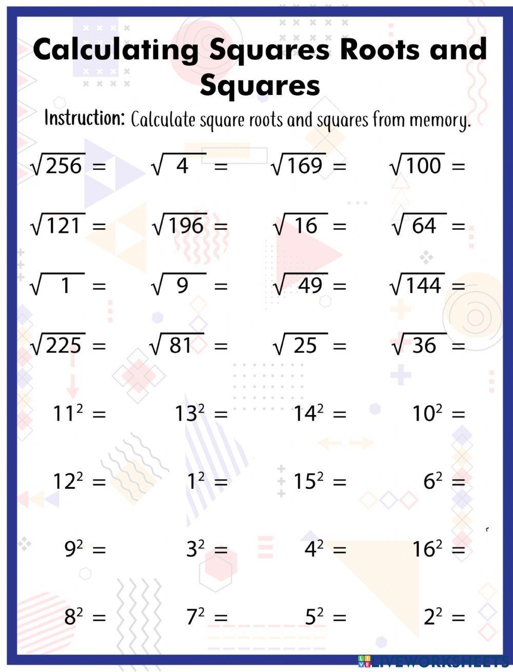Estimating Square Roots Worksheet Maze