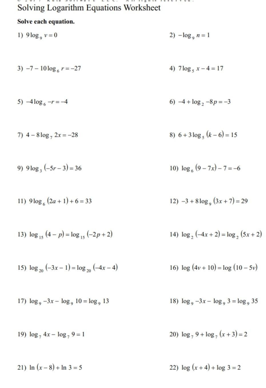 Evaluating Logarithmic Expressions Maze Worksheet For Algebra 2 Worksheets Library