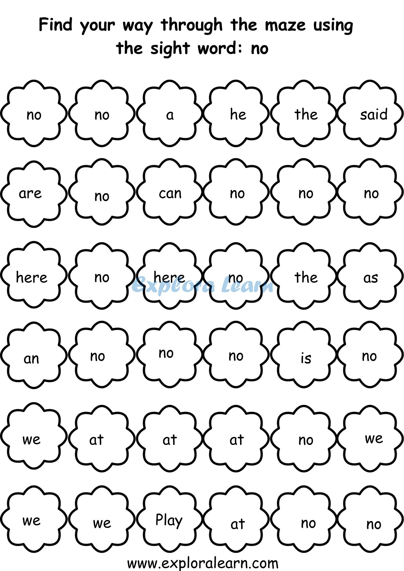 Exploralearn Sight Word Maze