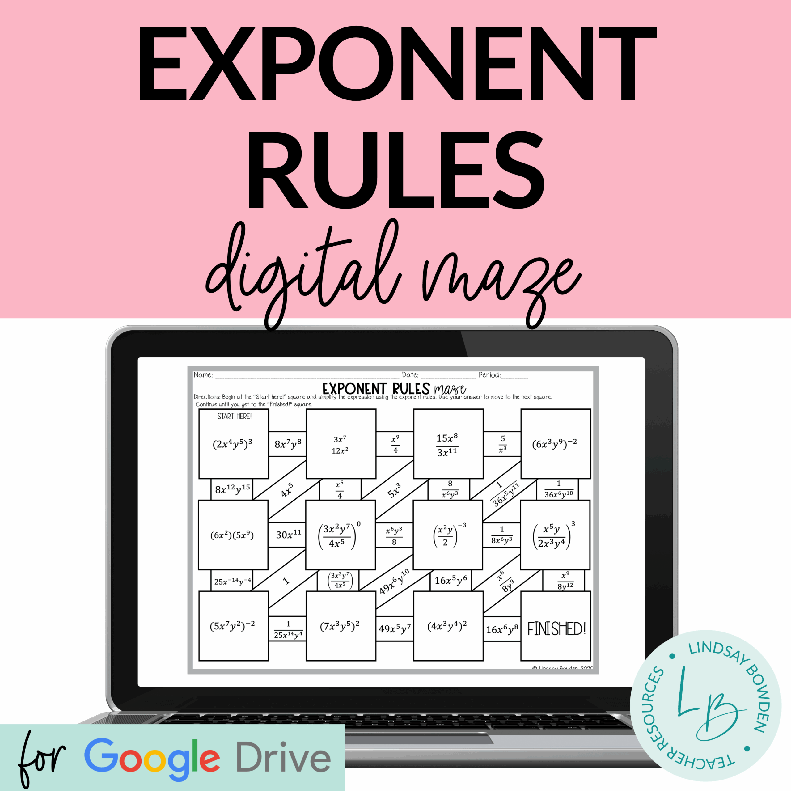 Exponent Rules Digital Maze Lindsay Bowden