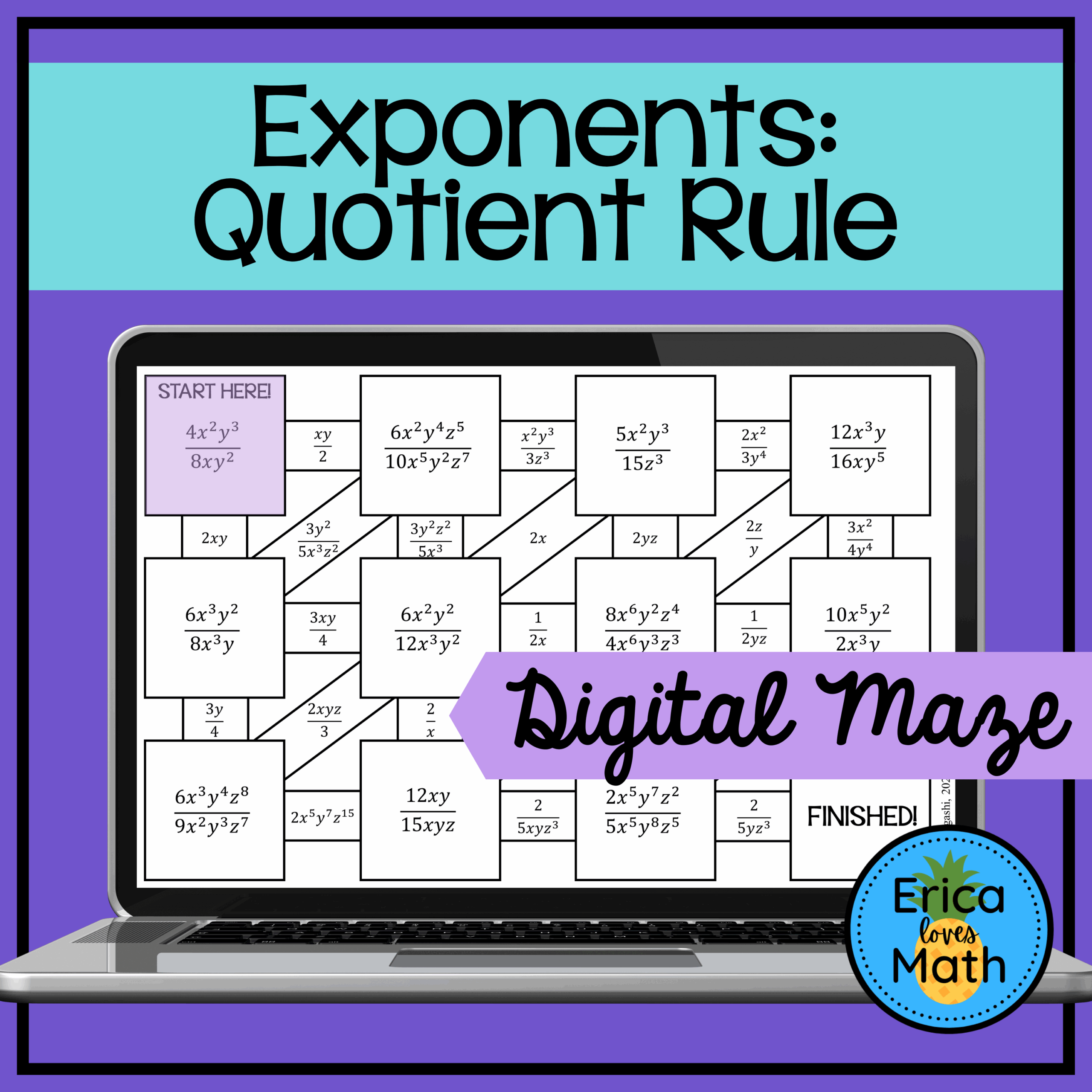 Laws Of Exponents Maze Worksheet