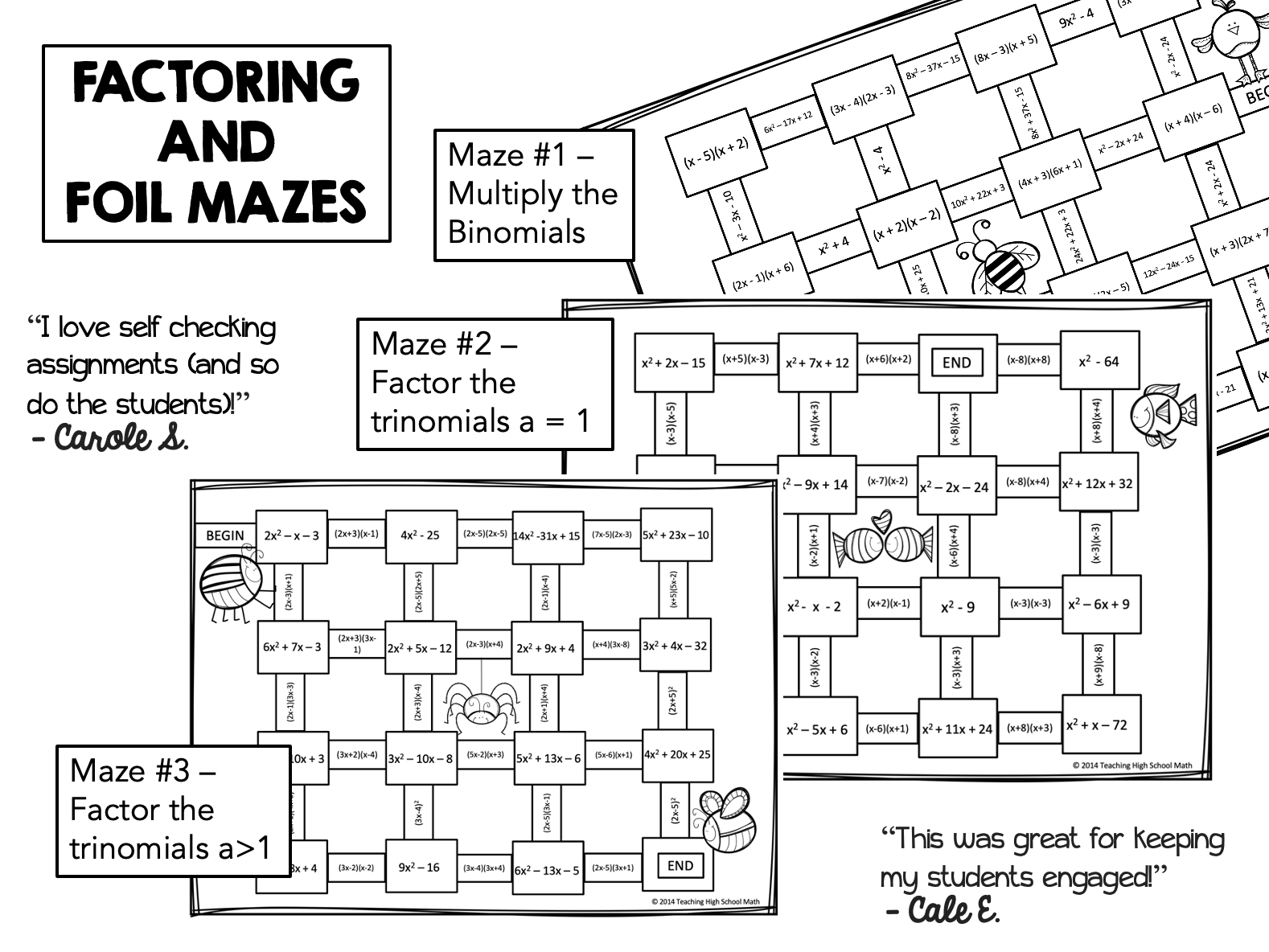Factoring Trinomials And Multiplying Binomials Mazes Made By 