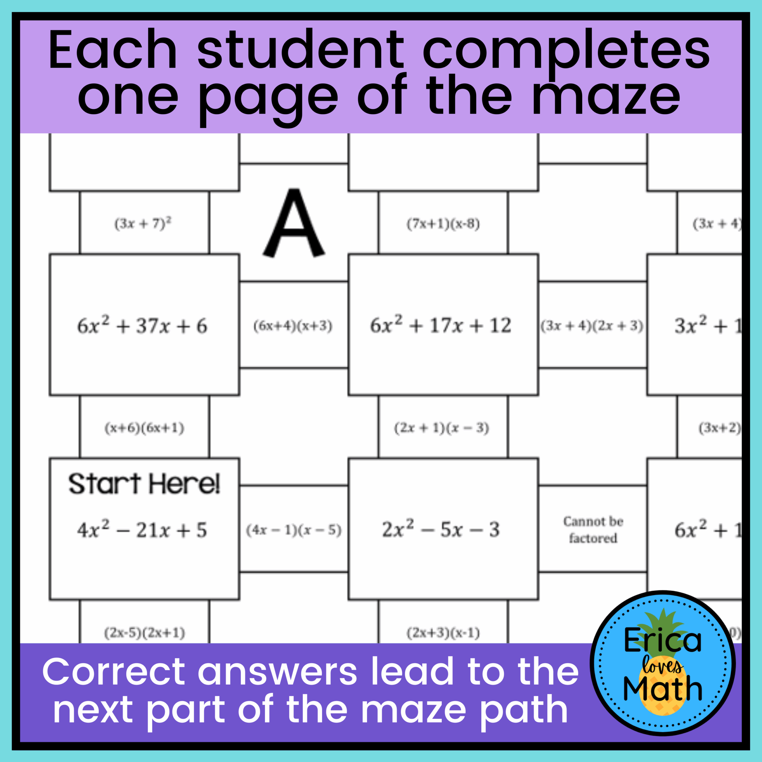 Factoring Trinomials au003e1 Activity Partner Maze