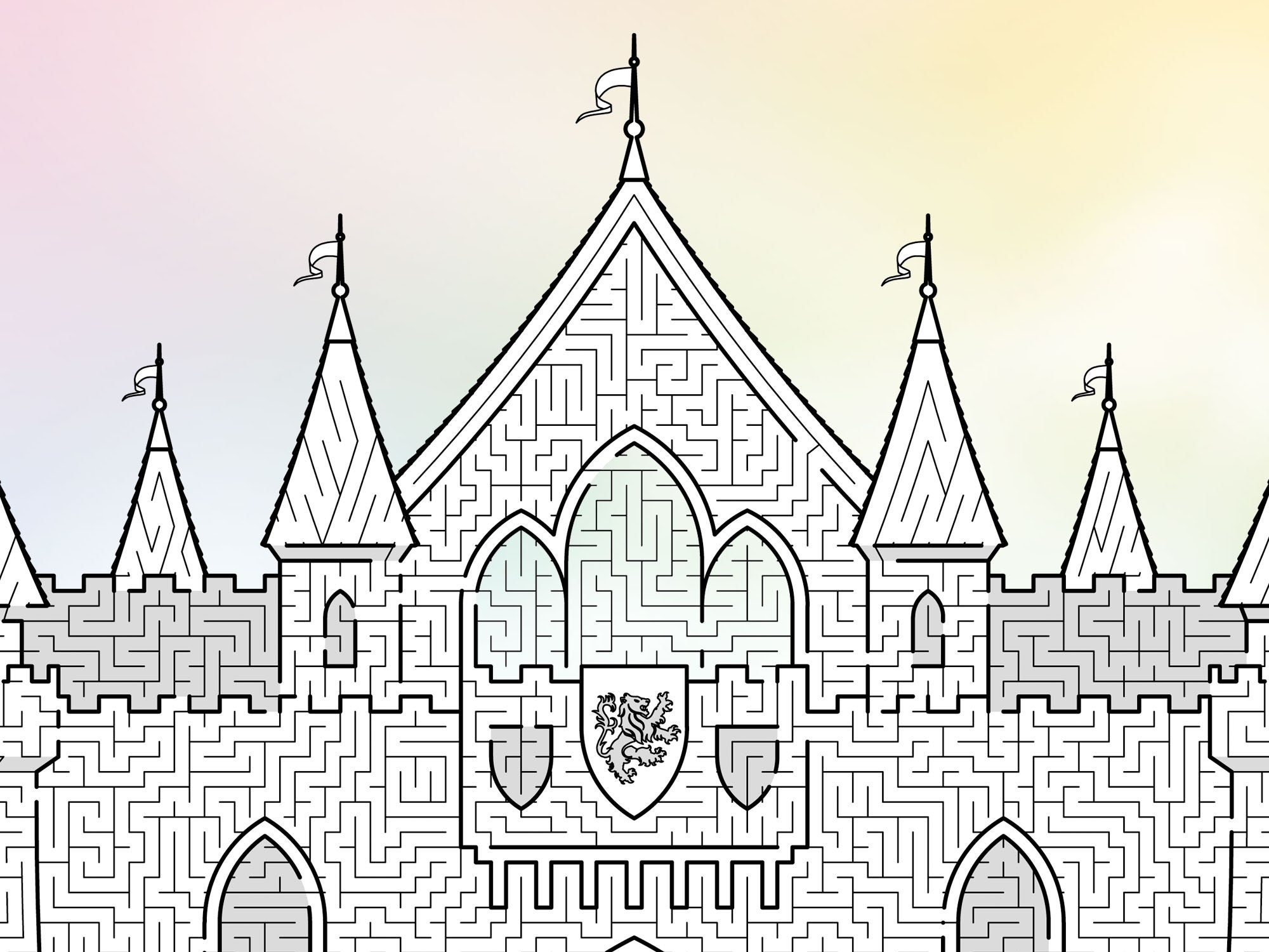 Fairytale Castle Maze Printable PDF Full page Maze Challenging 