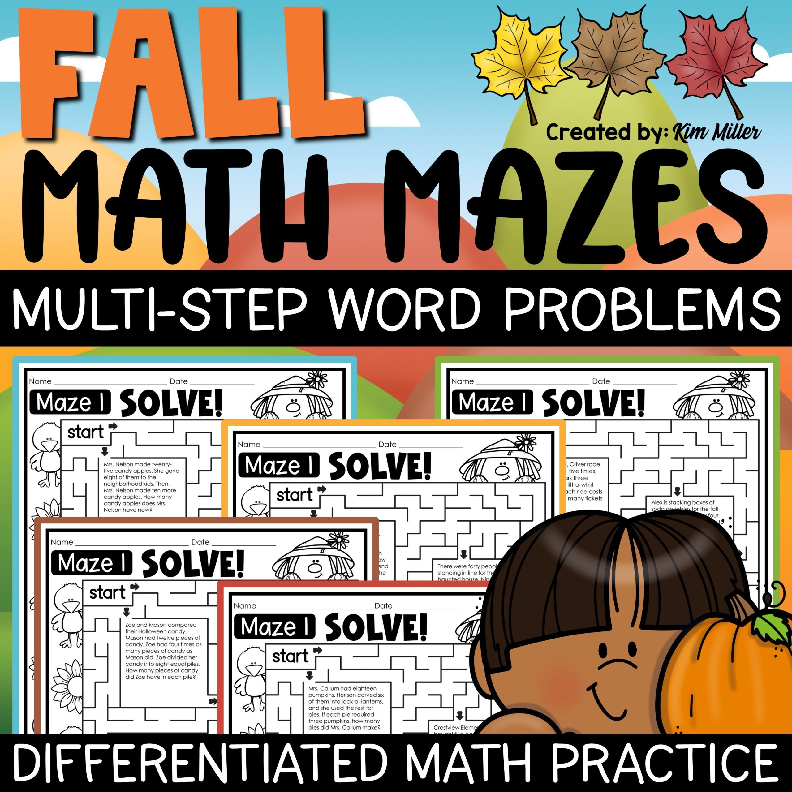 Fall Math Worksheets Multi Step Two Step Word Problems Math Mazes A Love Of Teaching Kim Miller