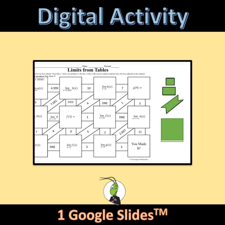 Finding Limits From Tables 1 4 Maze Activity Digital And