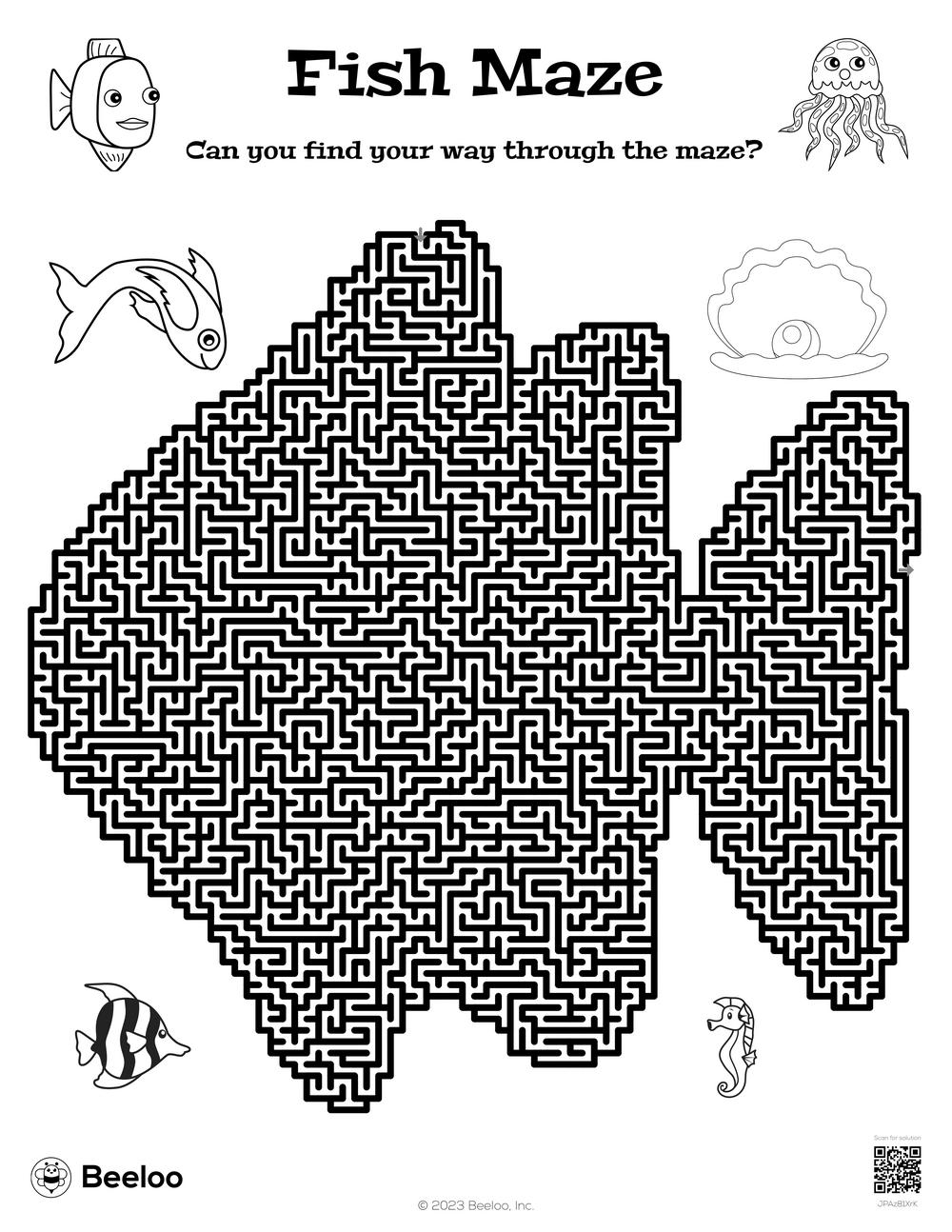 Fish Maze Beeloo Printable Crafts And Activities For Kids