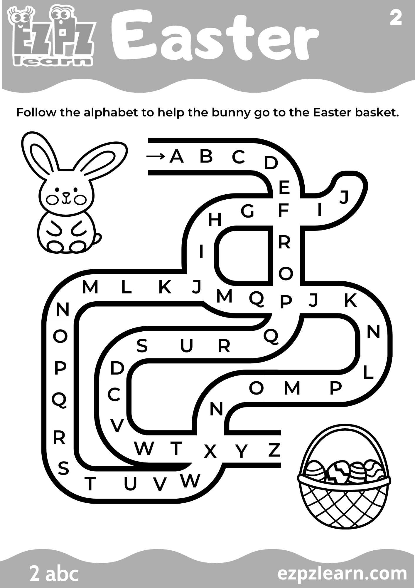 Follow The Alphabet Easter Holiday Maze Ezpzlearn