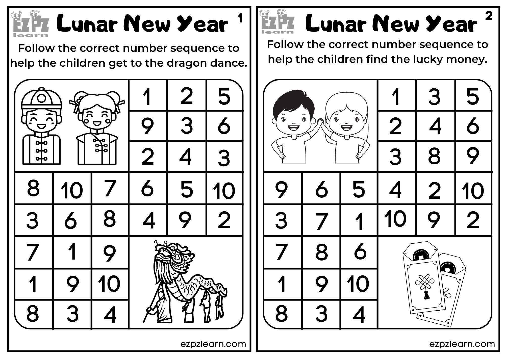 Follow The Numbers Lunar Chinese New Year Free PDF Download 