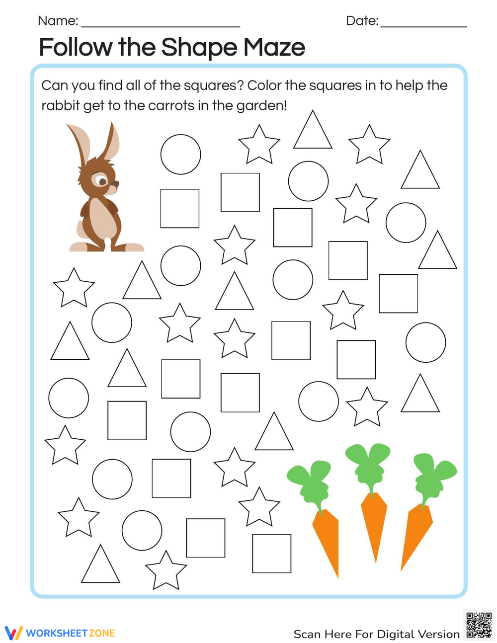 Follow The Shape Maze Worksheet
