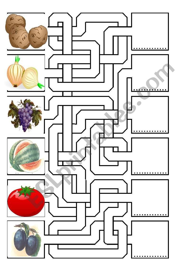 Food Maze ESL Worksheet By Vikako