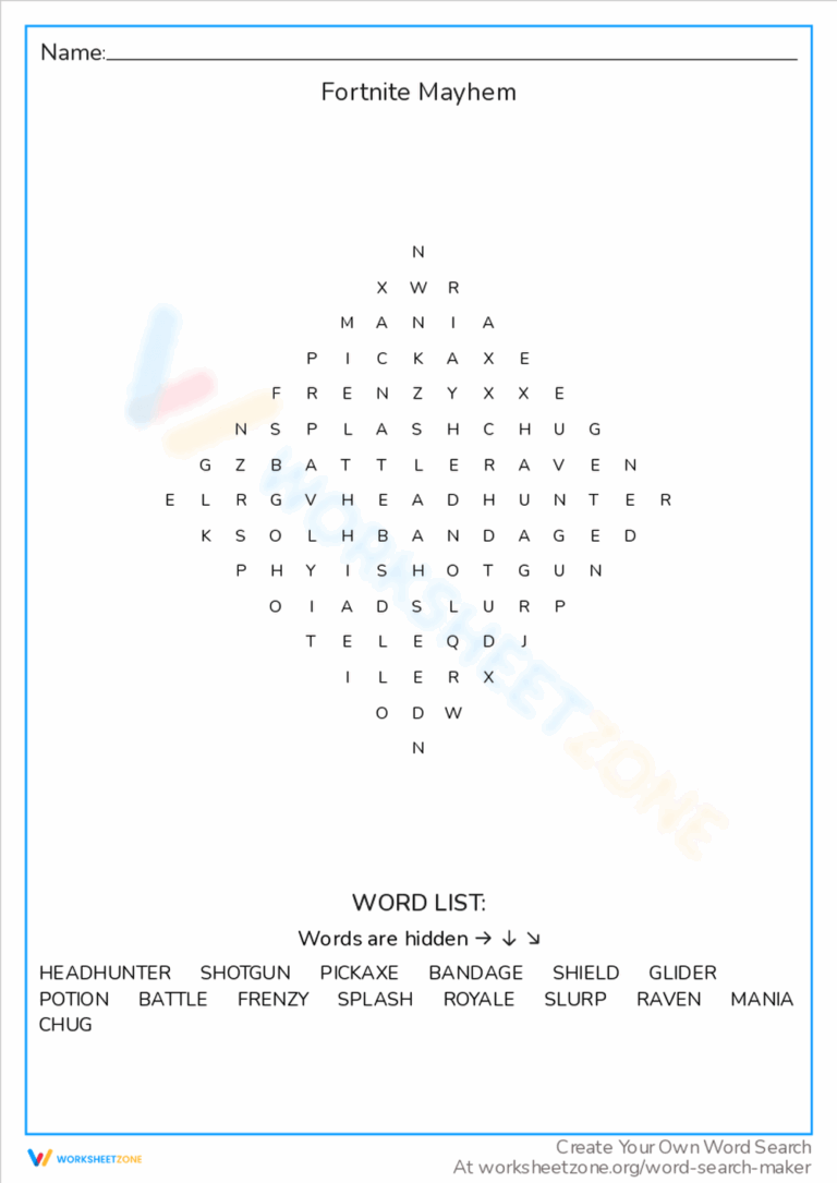 Fortnite Word Search