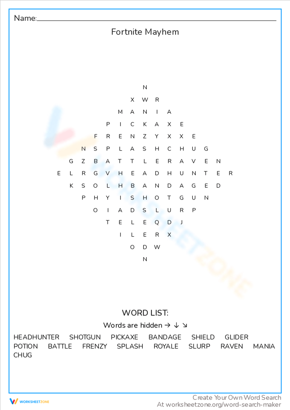 Fortnite Word Search