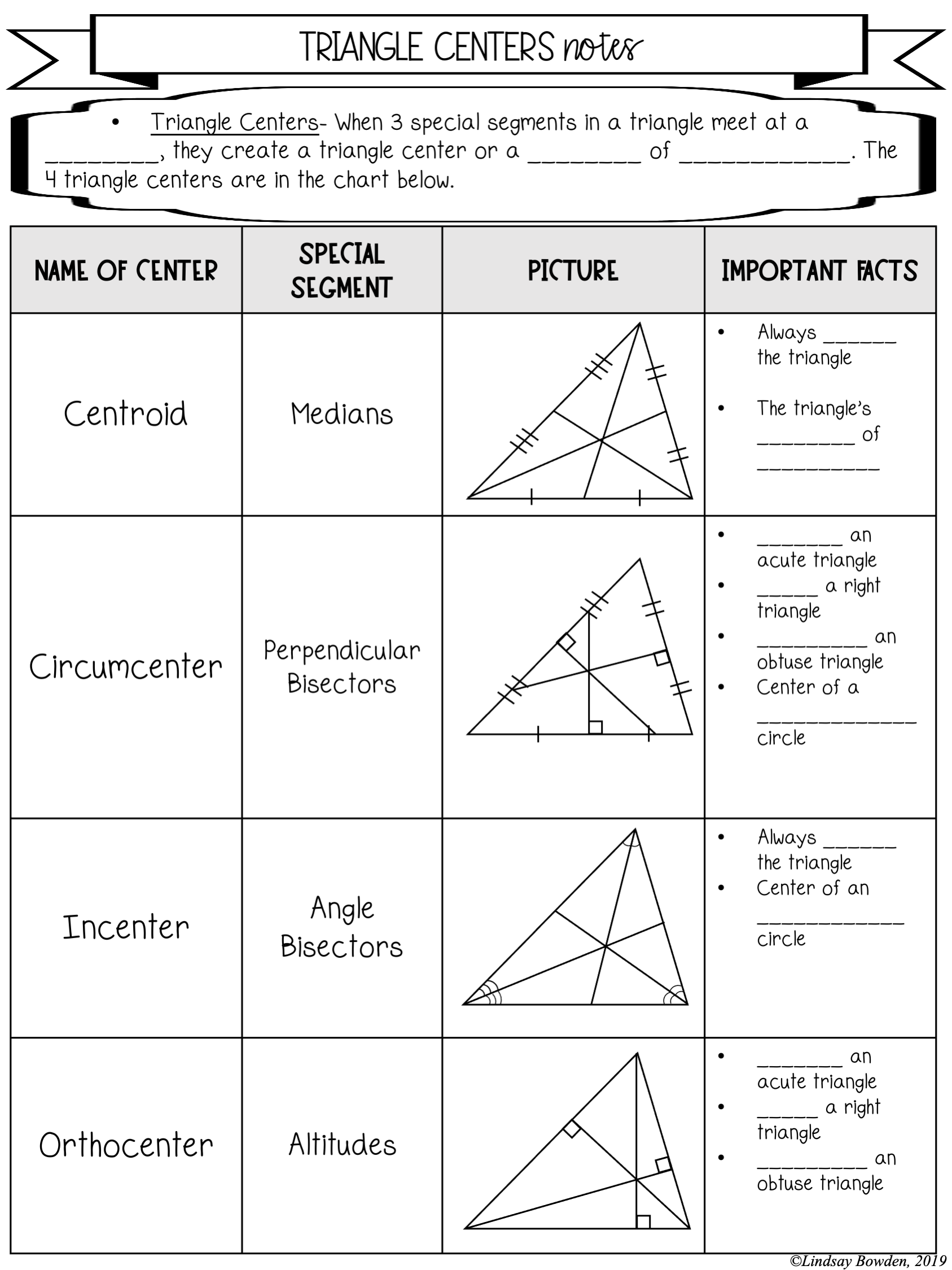 Free Centers Of Triangles Worksheet Download Free Centers Of 