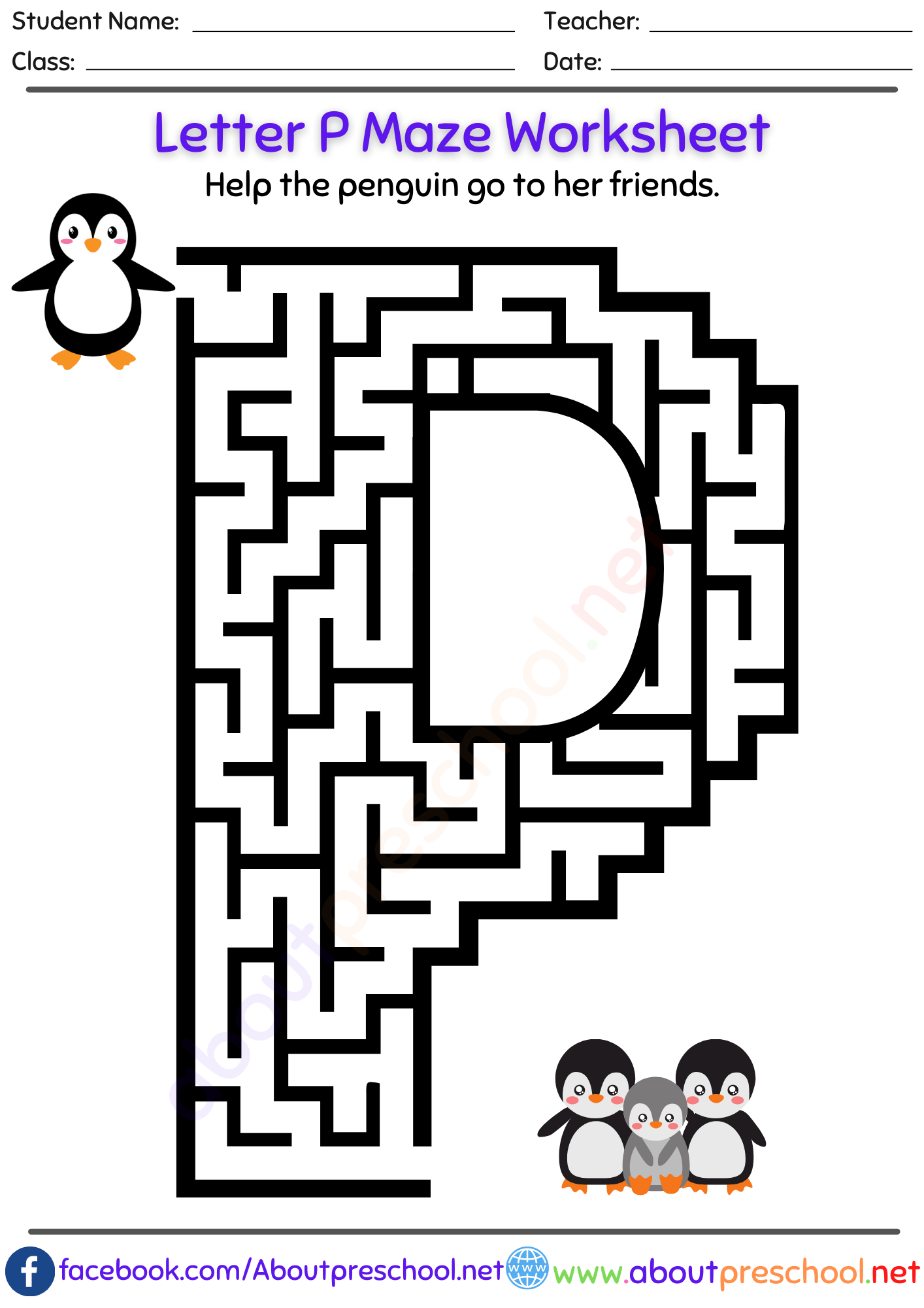 Pre K Alphabet Maze Worksheets