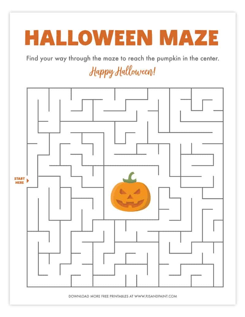 Free Printable Halloween Maze Worksheets For Kids Pjs And Paint Worksheets Library