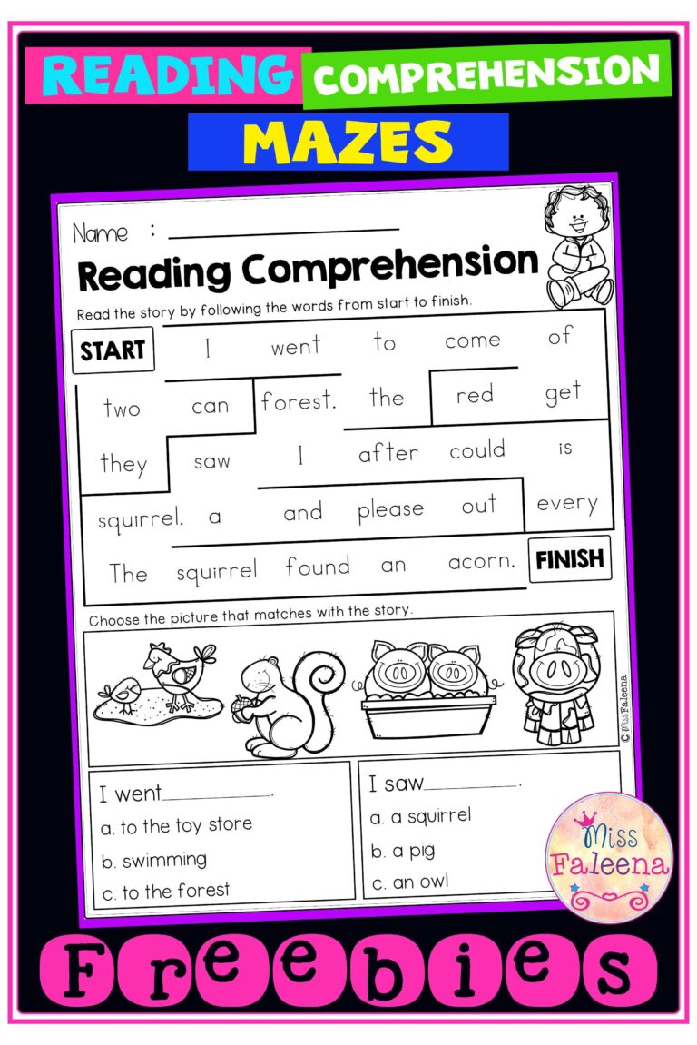 Free Reading Comprehension Mazes Worksheets Library