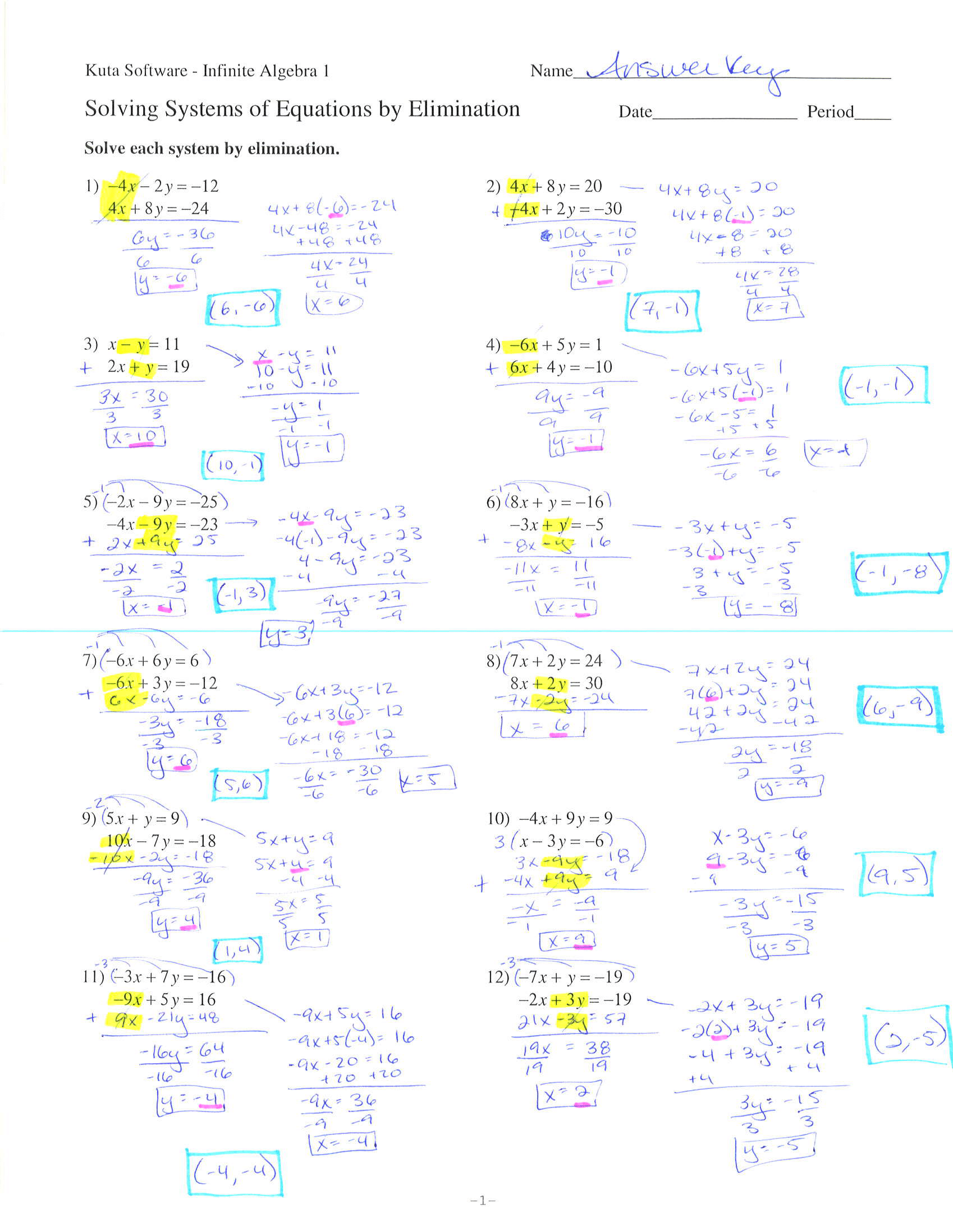 Free Solving Systems Of Equations By Elimination Worksheet Answers With Work Download Free Solving Systems Of Equations By Elimination Worksheet Answers With Work Png Images Free Worksheets On Clipart Library