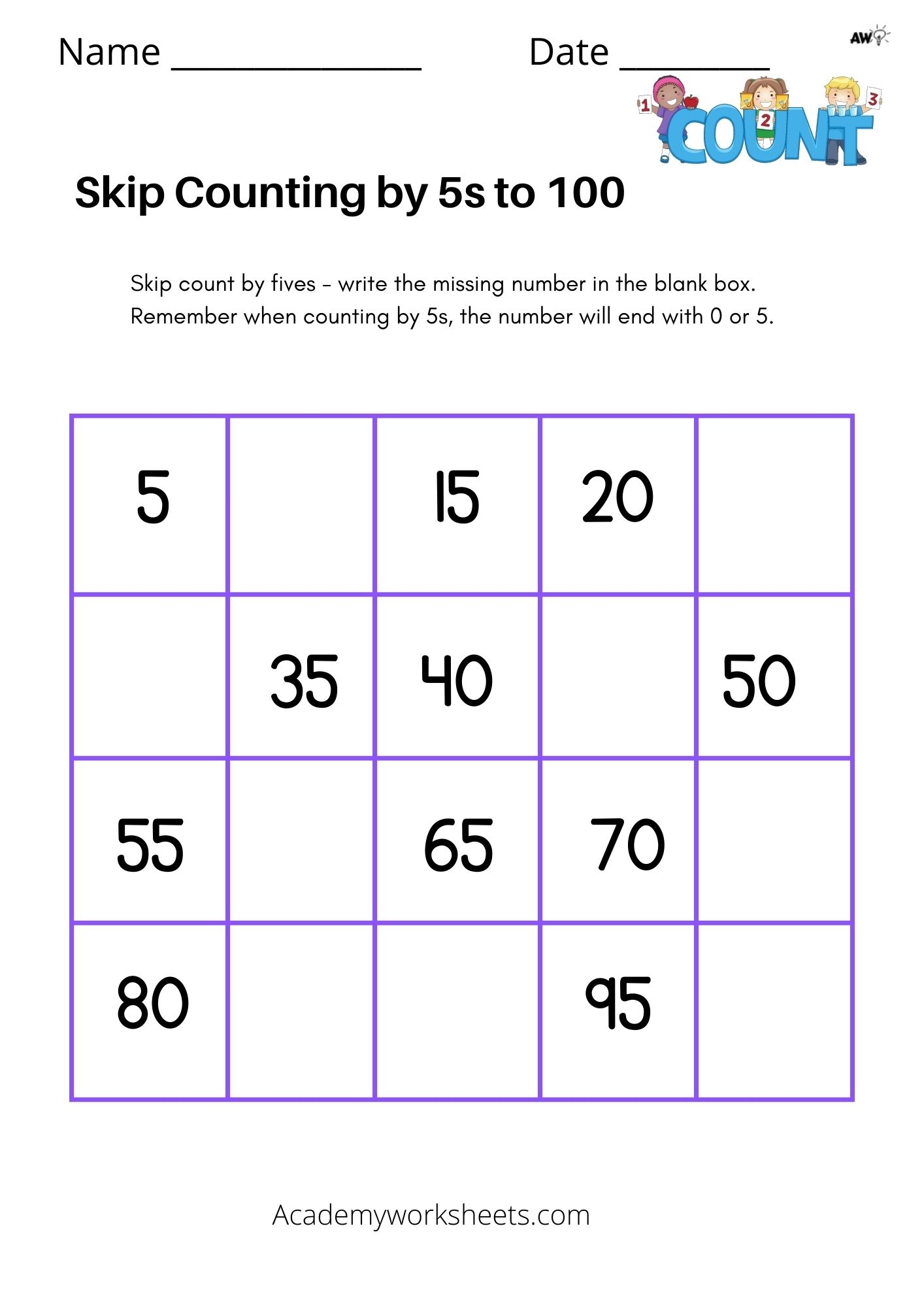 Free Worksheet Counting By 5 Download Free Worksheet Counting By 