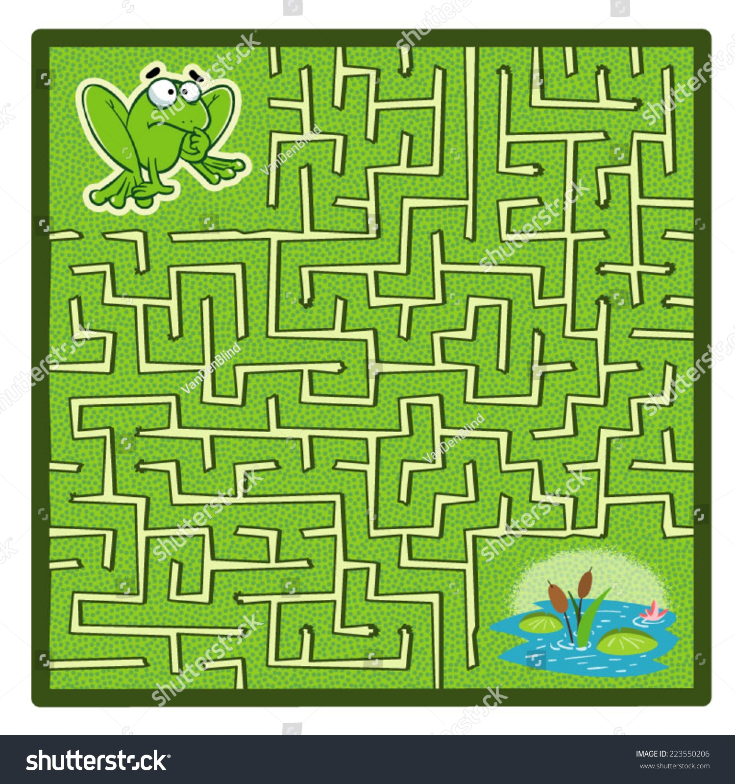 Frogs Maze Game Help Frog Find Stock Vector Royalty Free 223550206 Shutterstock
