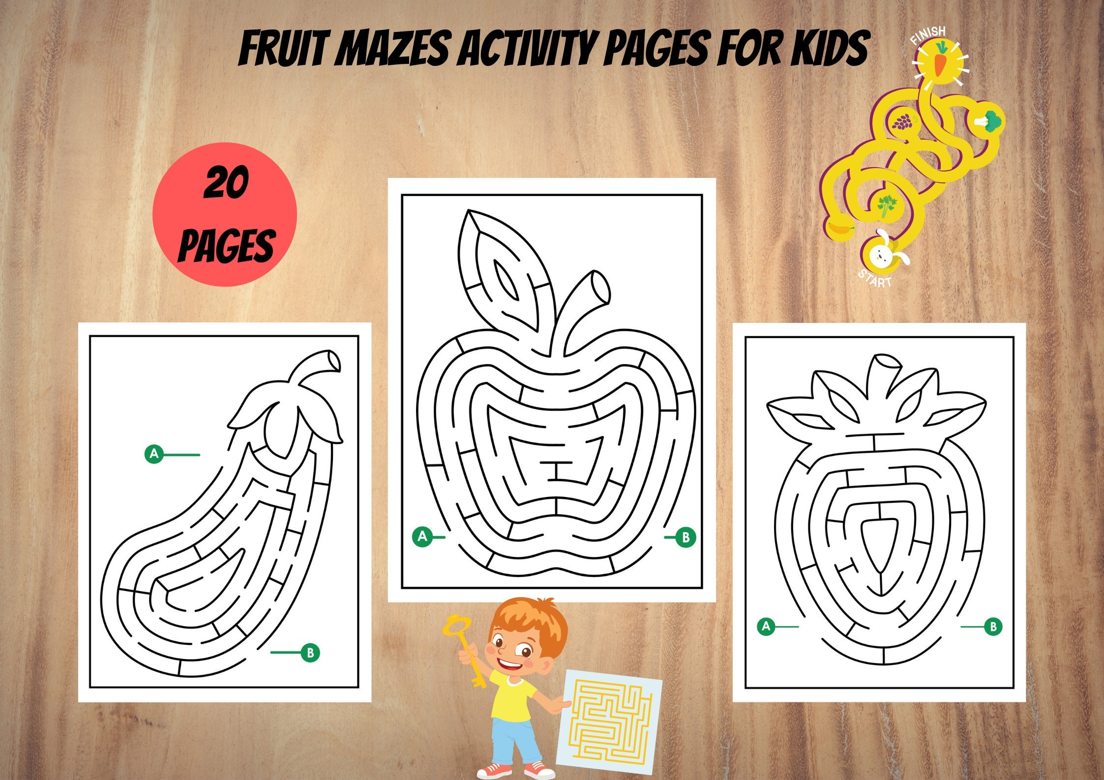 Fruit Mazes Activity Pages For Kids Maze Activity Book Maze Printable PDF Digital Download Etsy