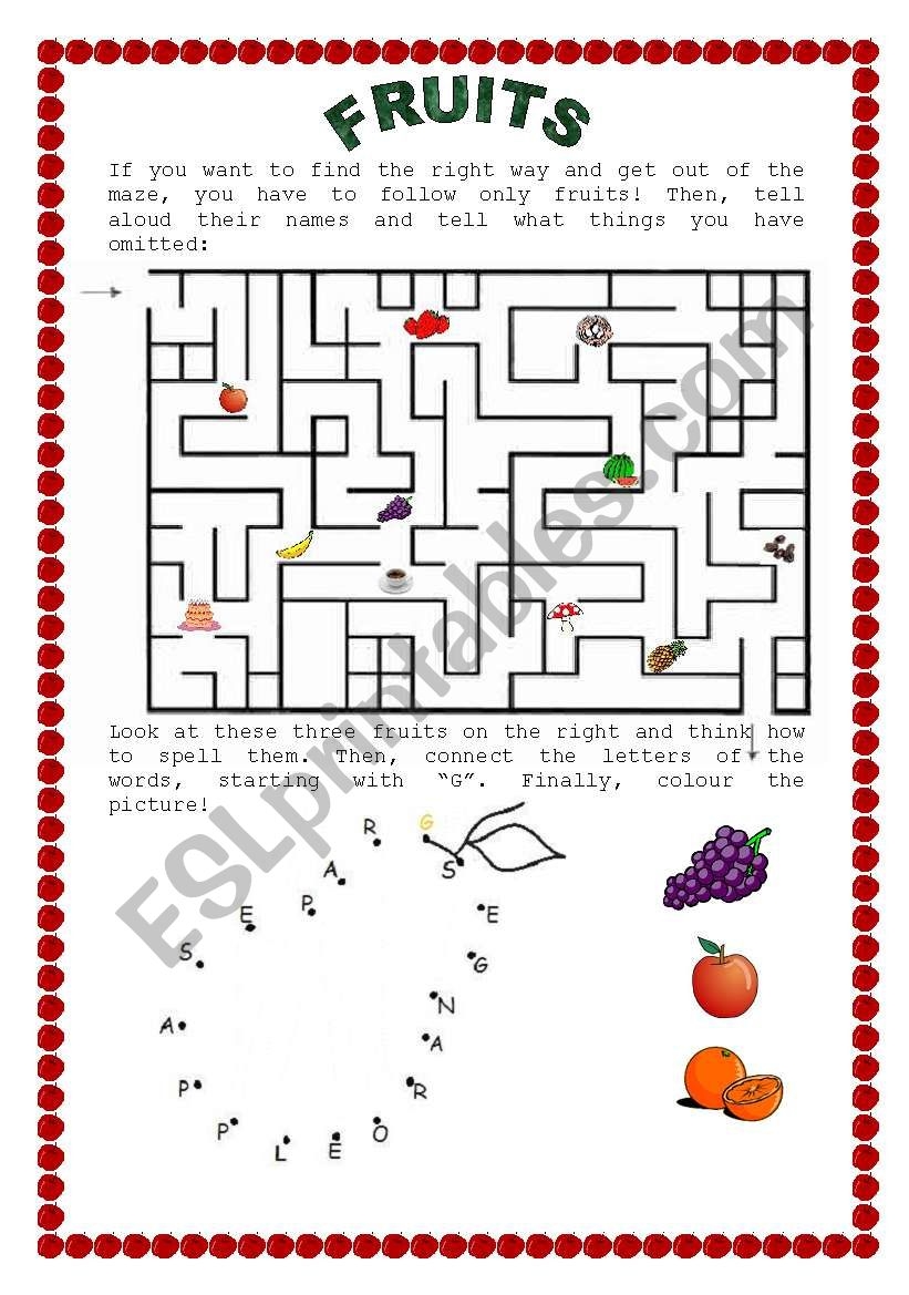 Fruit Maze Worksheet