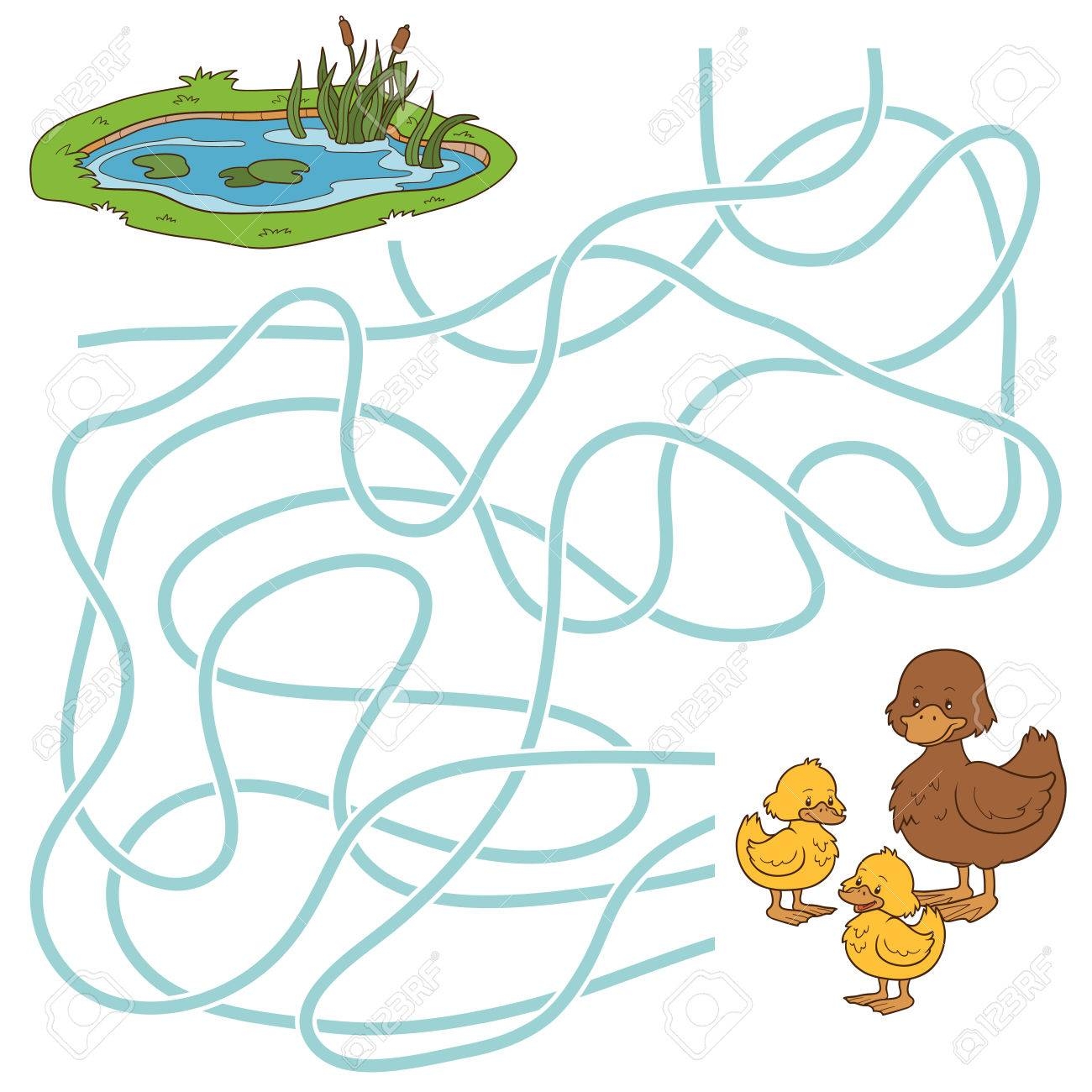 Game For Children Maze Game ducks And Pond Royalty Free SVG 