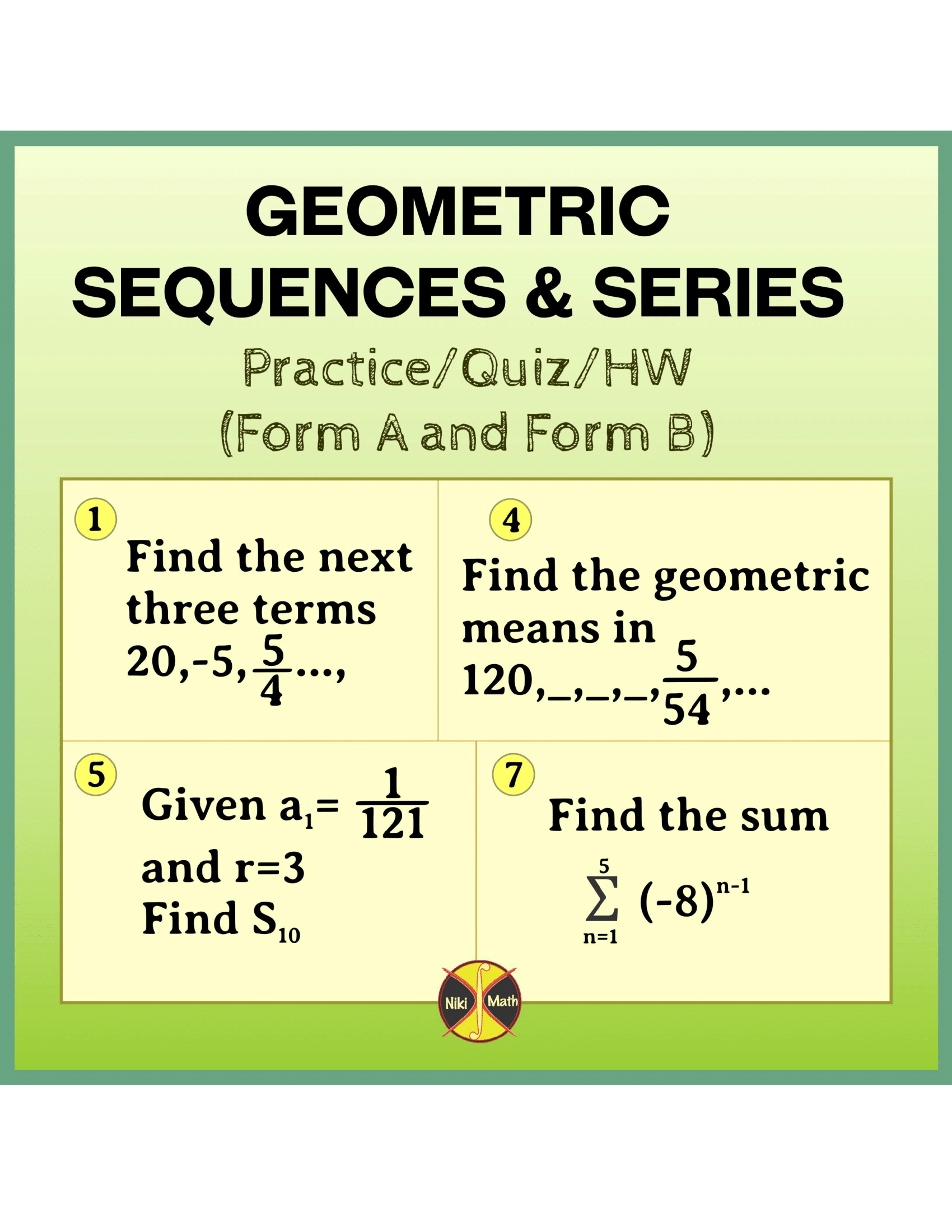 Geometric Sequence Maze Worksheet Answers