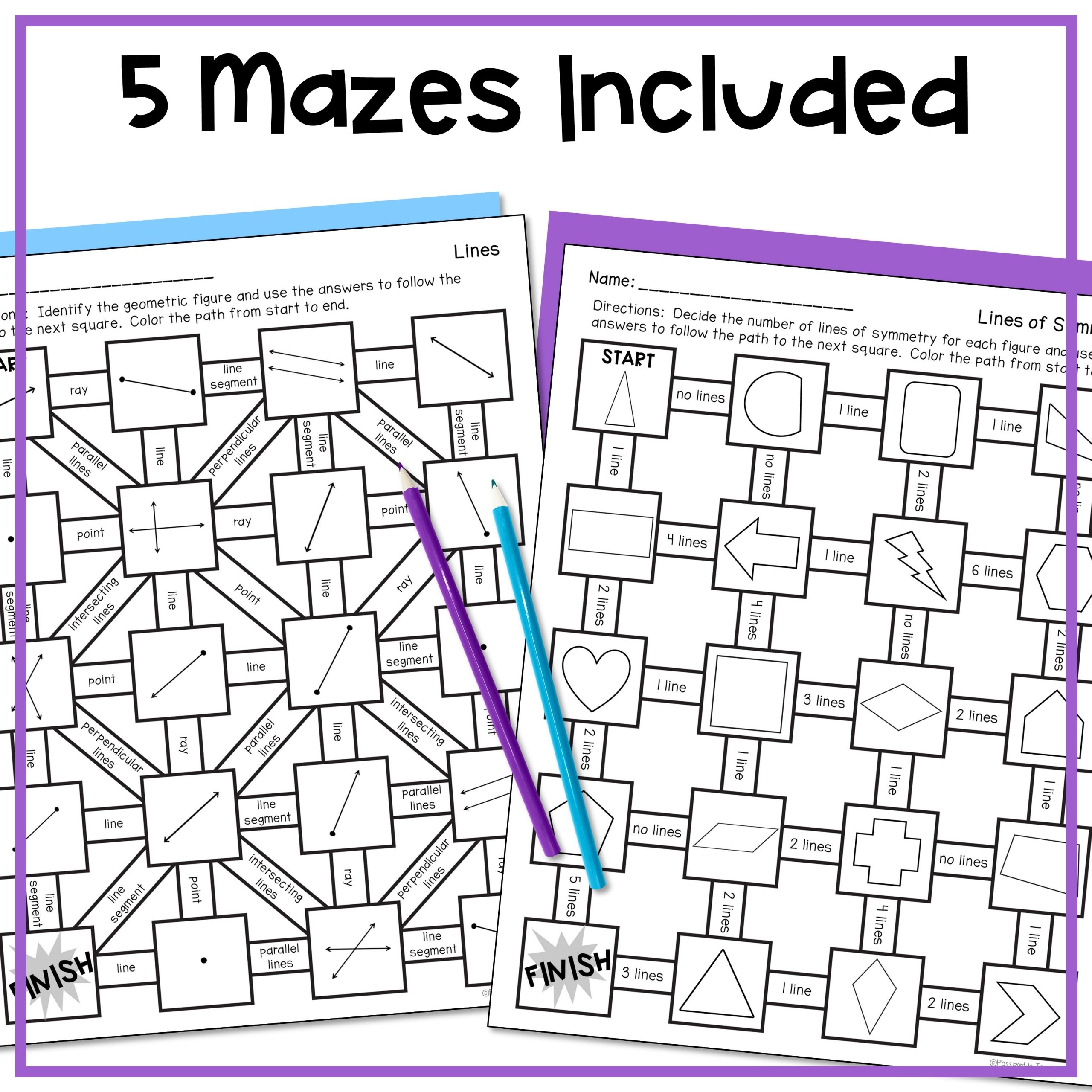 Geometry Math Mazes Worksheets 4th Grade Made By Teachers