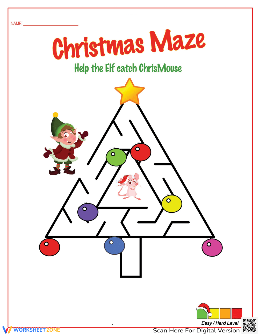 Grade 1 Christmas Maze Worksheets