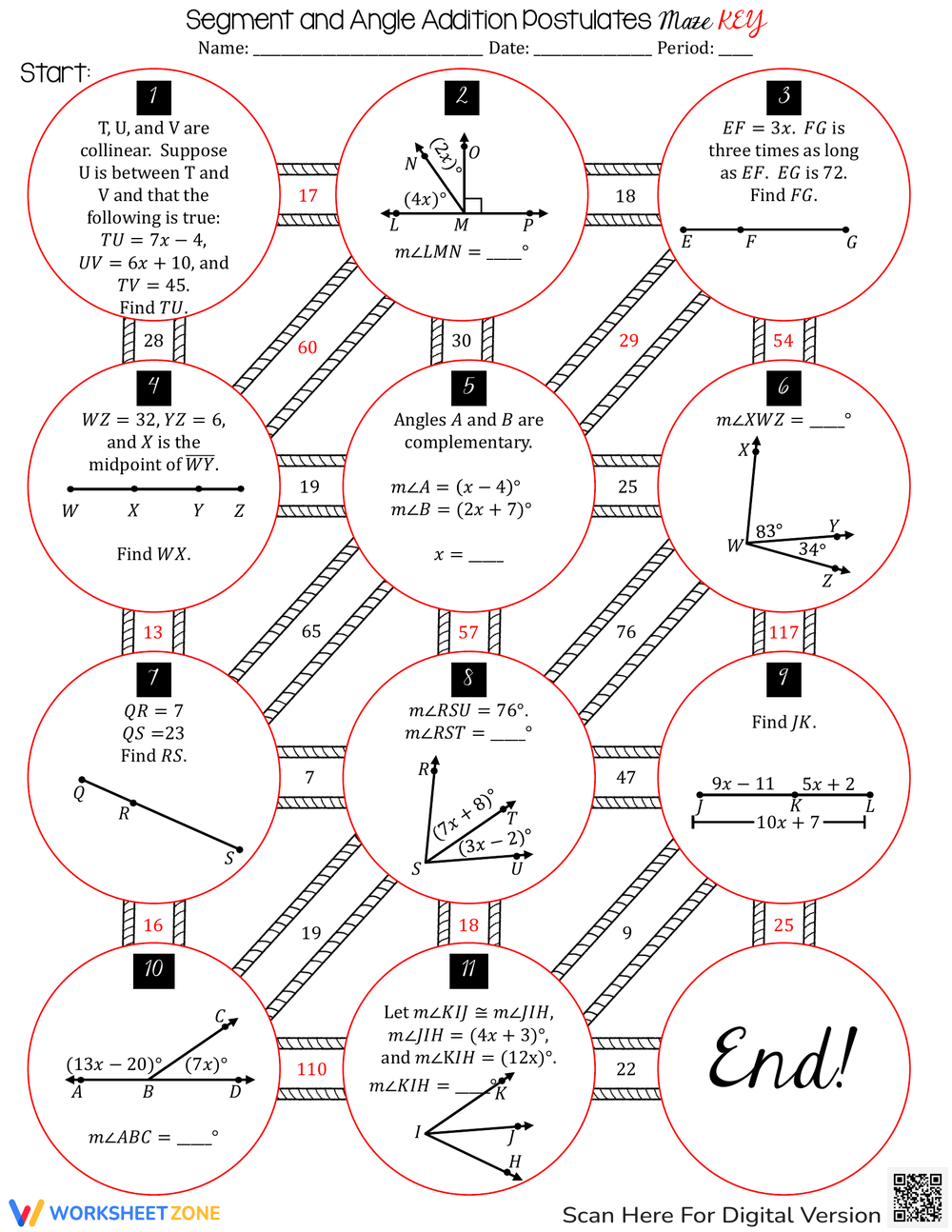 Grade 8 Segment Addition Postulate Worksheets 2025