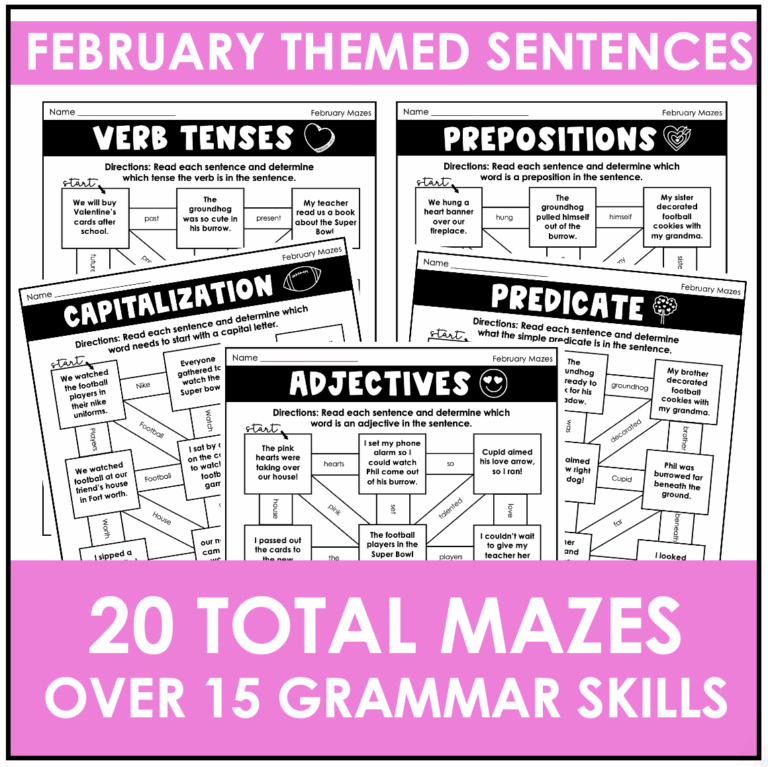 Grammar Practice Worksheets February Maze Activities Made By