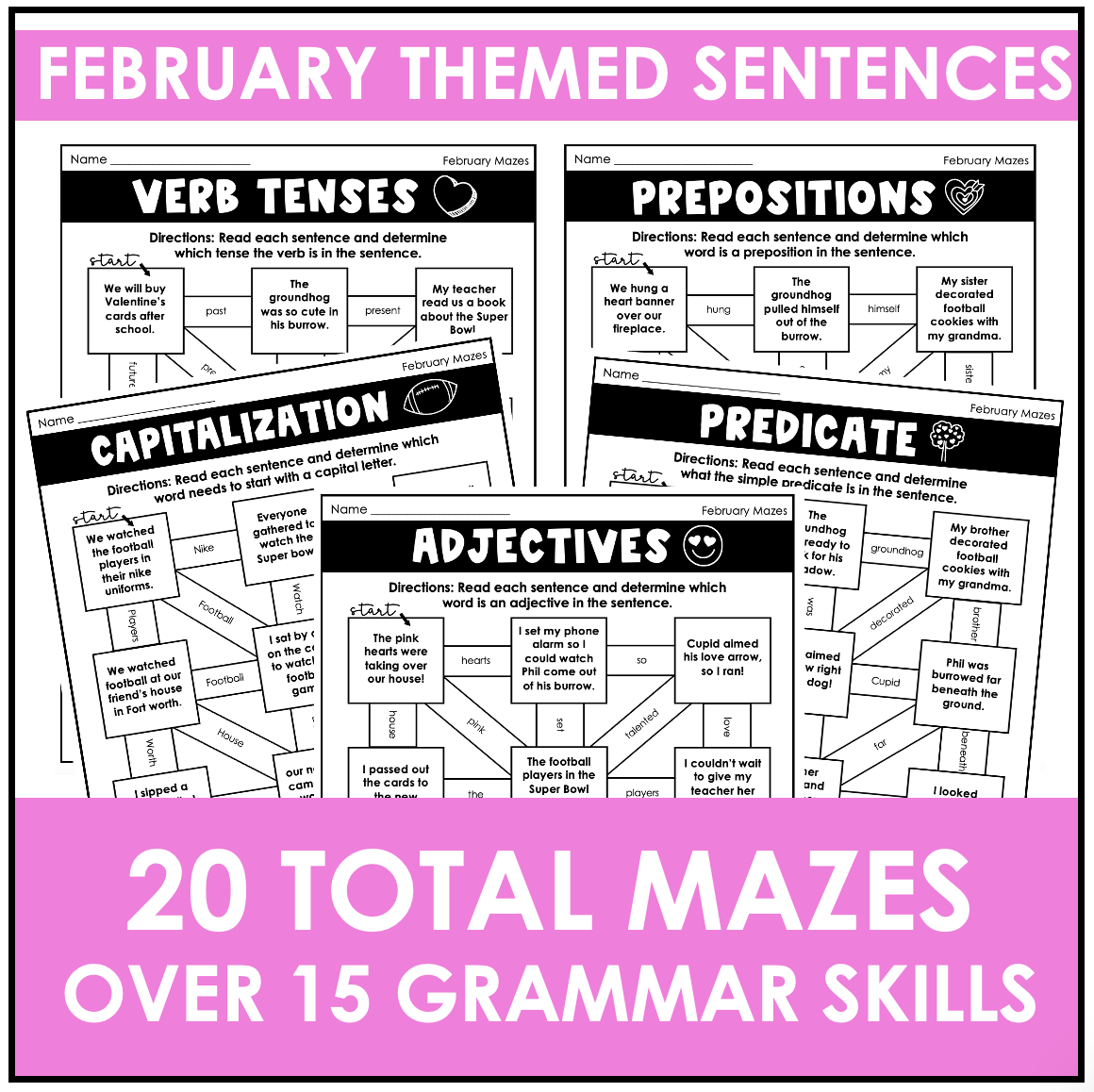 Grammar Practice Worksheets February Maze Activities Made By 