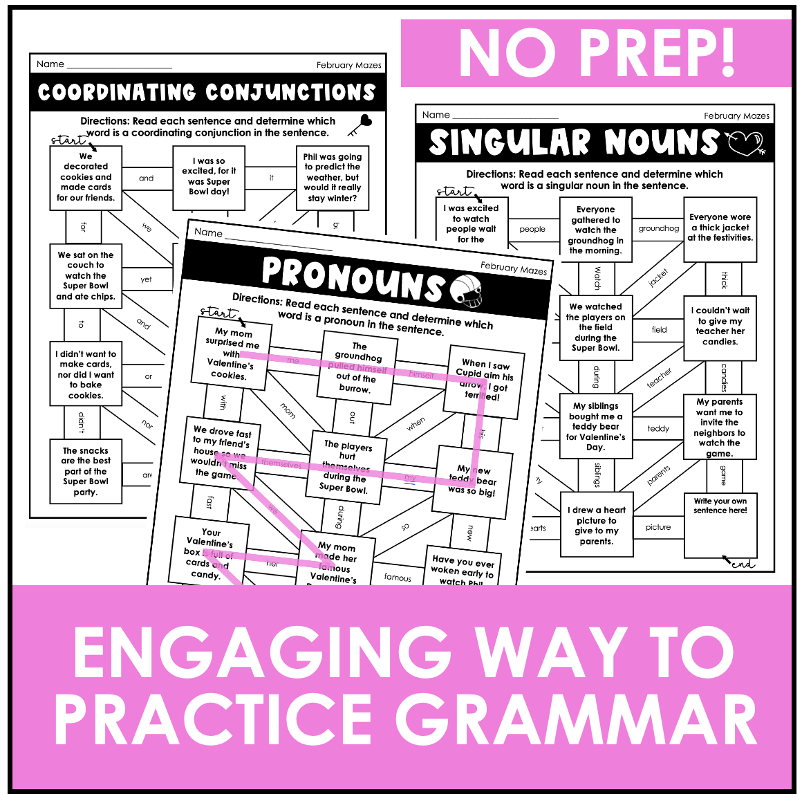 Grammar Practice Worksheets February Maze Activities Made By 