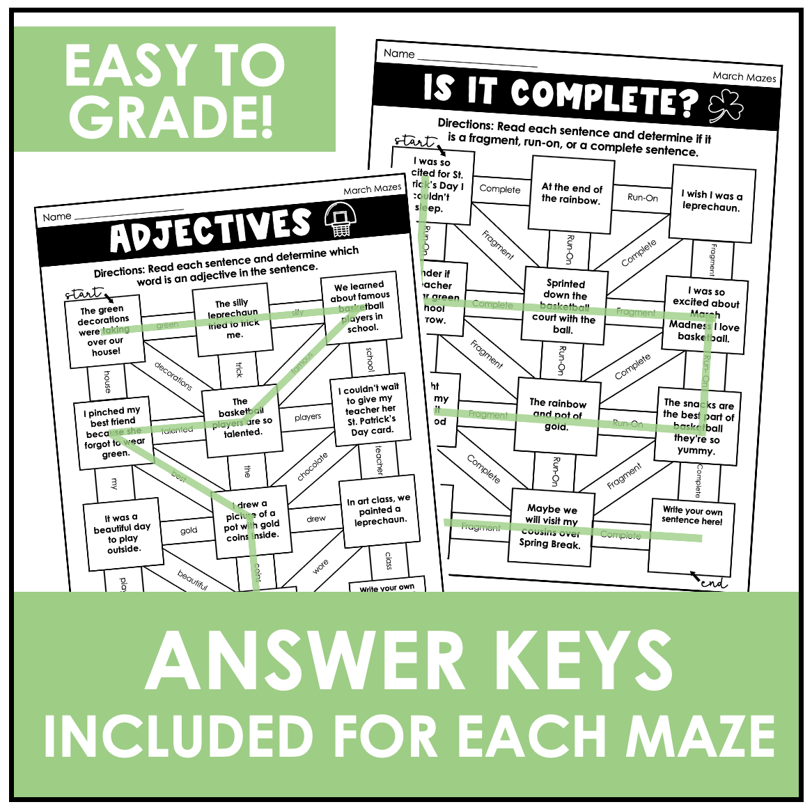 Grammar Practice Worksheets March Parts Of Speech Maze 
