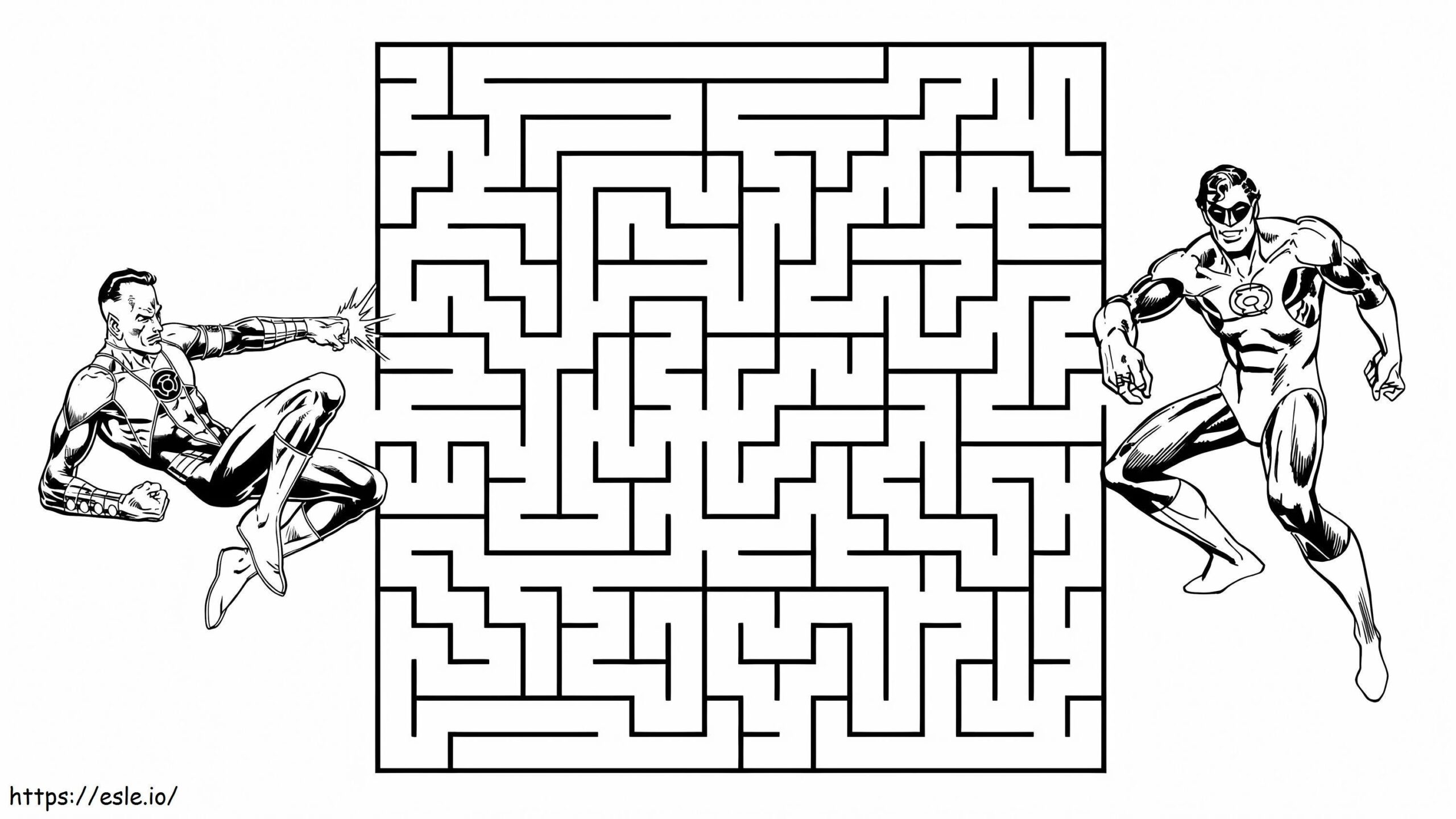 Green Lantern Maze Coloring Page