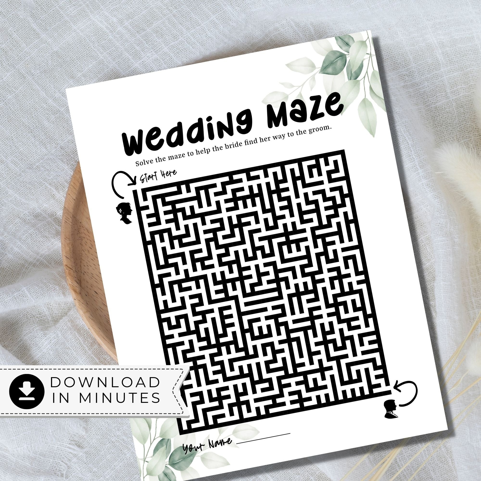 Greenery Wedding Maze Puzzle Printable Droo U0026 Aya Worksheets 