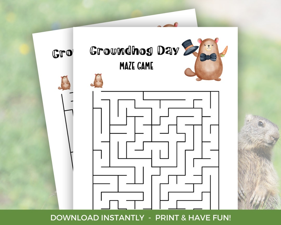 Groundhog Day Maze Game Printable Groundhog Day Maze Party Game Groundhog Day Classroom Activity Groundhog Day Maze Worksheet For Kids Etsy