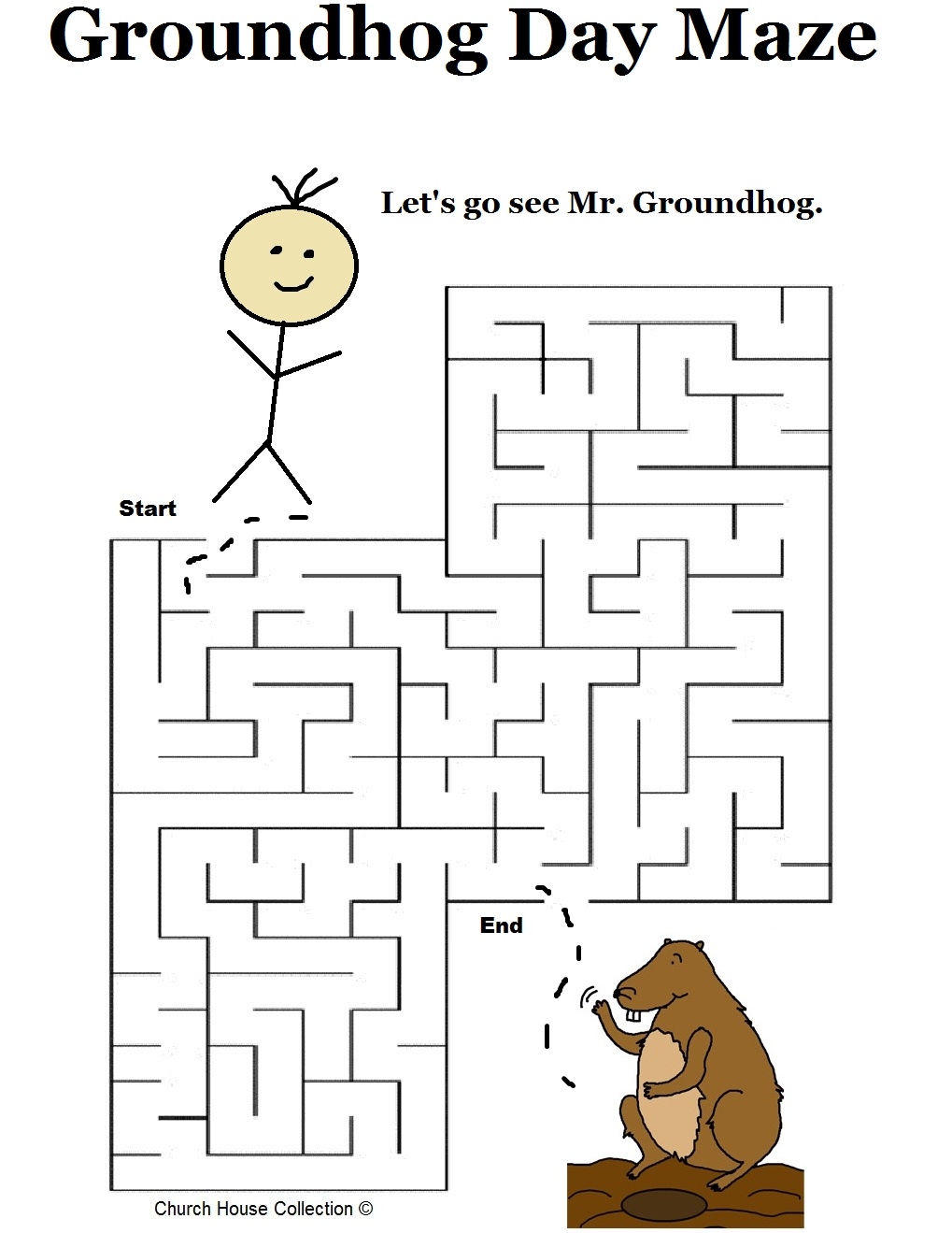 Groundhog Day Mazes For School