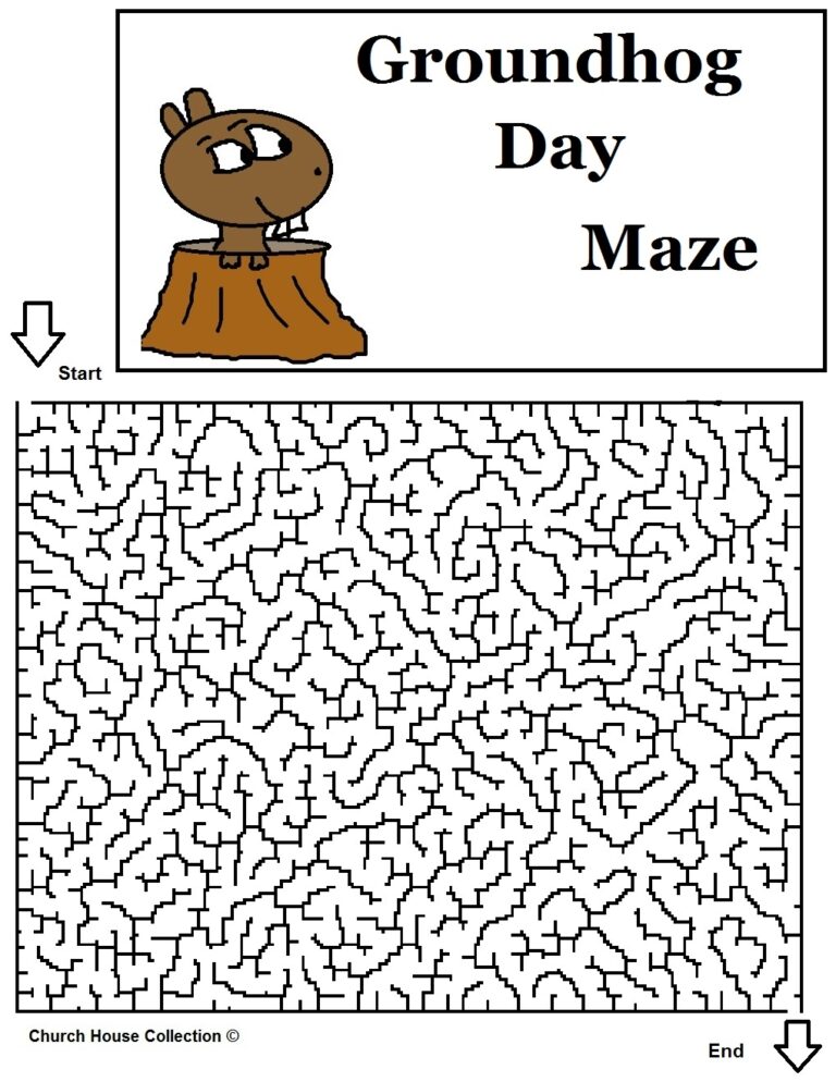 Groundhog Day Mazes For School