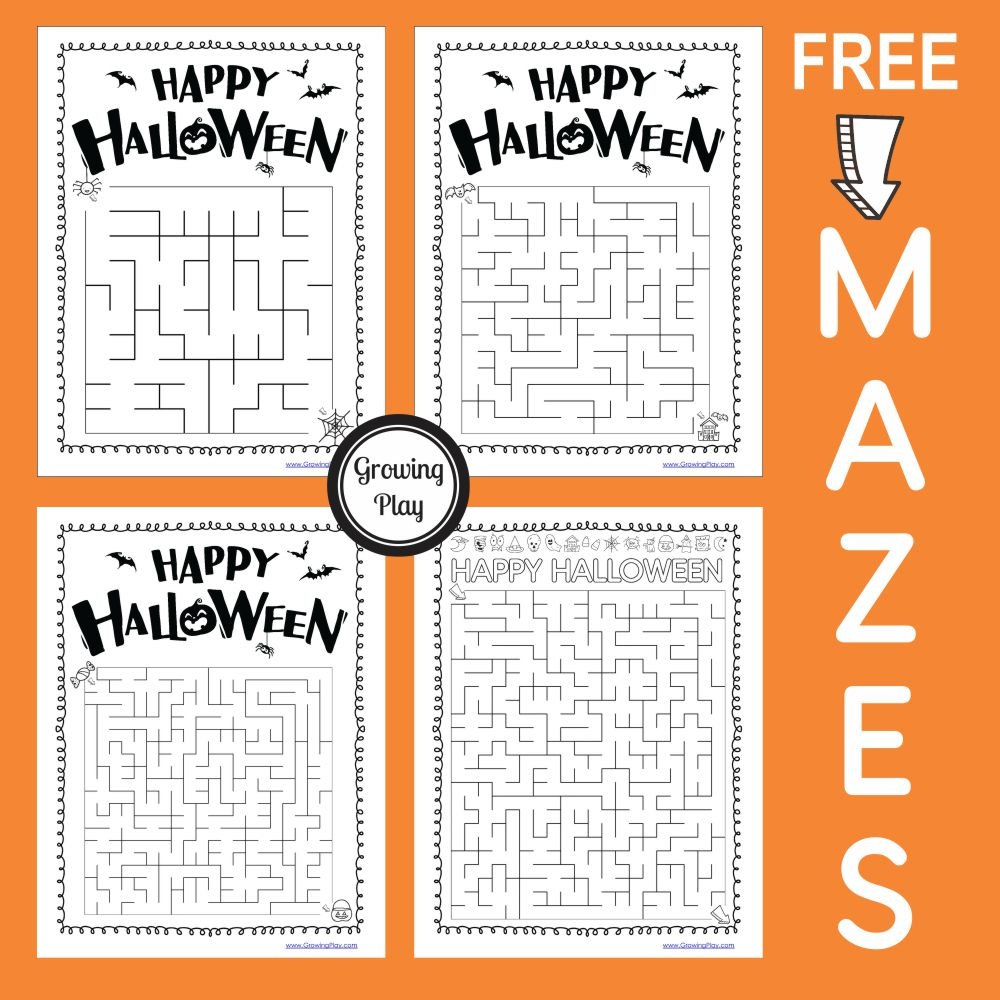 Halloween Maze PDF Packet FREE Printables Growing Play