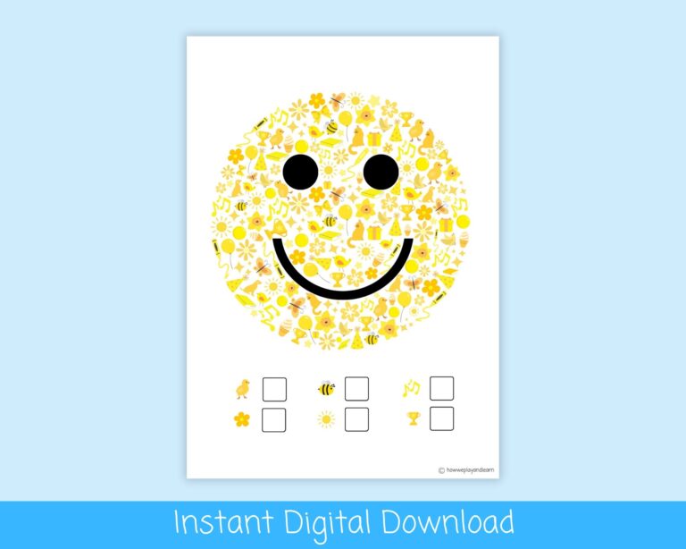 Happy I spy Activity Smiley Smiling Face Emoji Worksheet Emotions Topic Printable Etsy