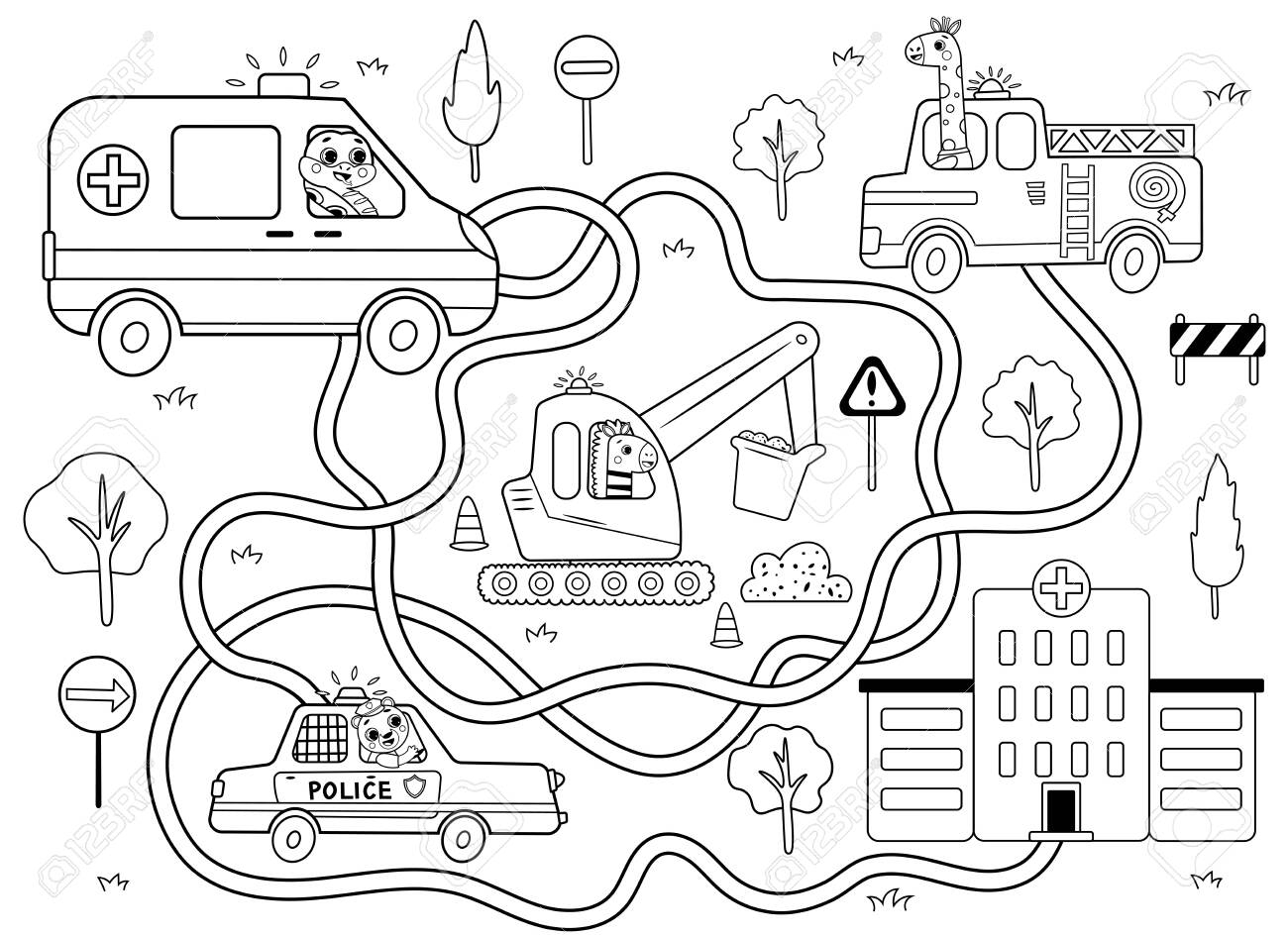 Help The Ambulance Find The Right Path To The Hospital Maze Or 