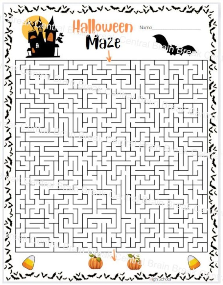 High School Halloween Maze With Answer Key Printable Etsy