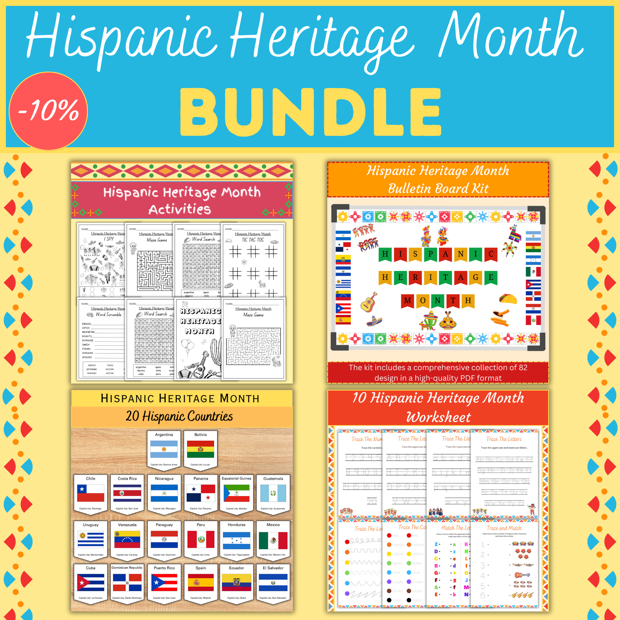 Hispanic Heritage Month Bundle Spanish Worksheets Latino 