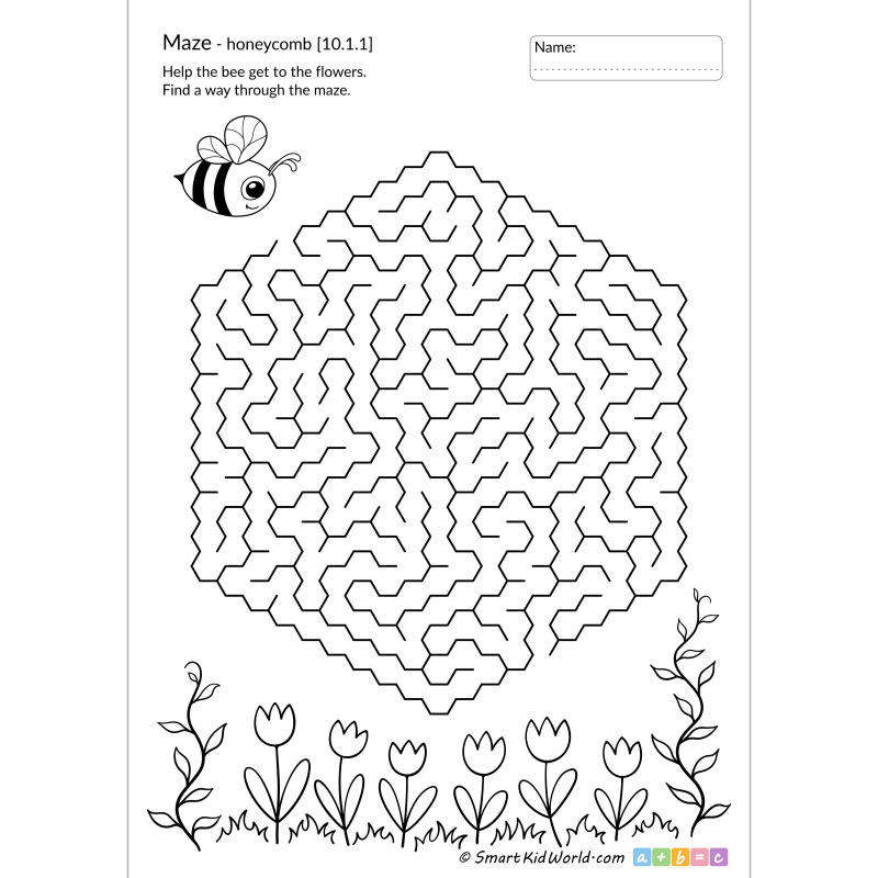 Honeycomb Maze Help The Bee Get To The Flowers 1 SmartKidWorld