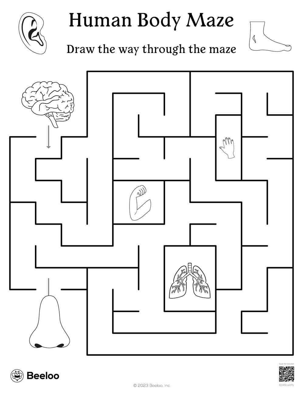 Human Body themed Mazes Beeloo Printable Crafts And Activities For Kids