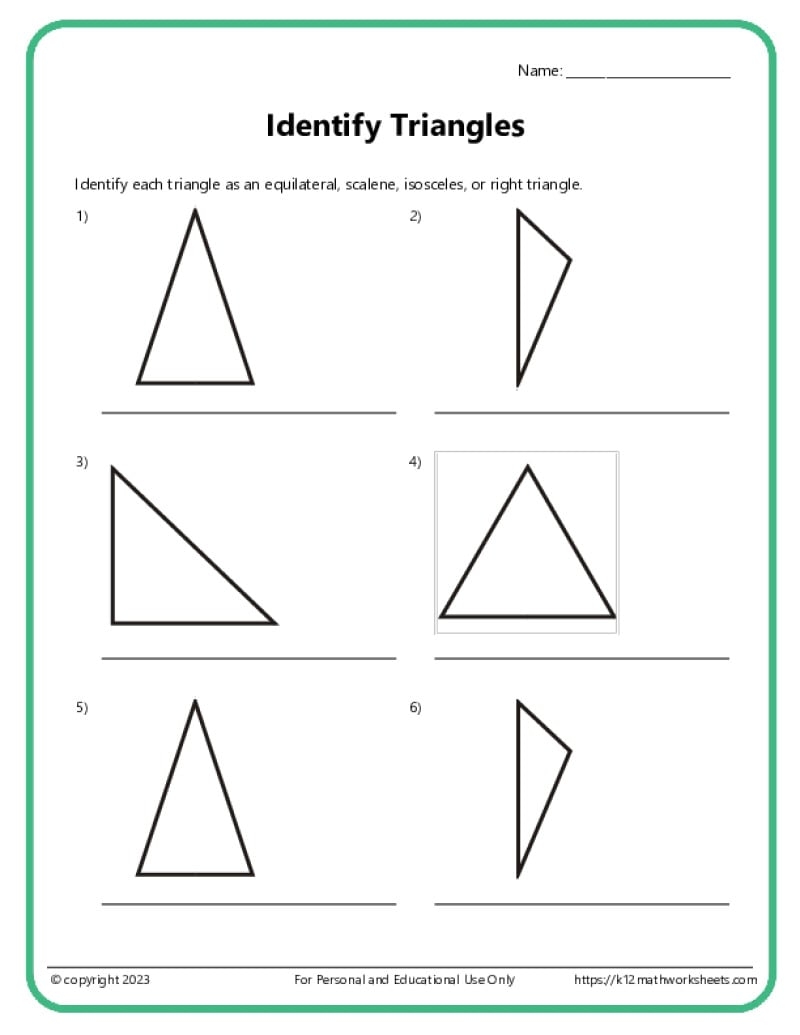 Identify And Classify Triangles Worksheets K12 Math Worksheets